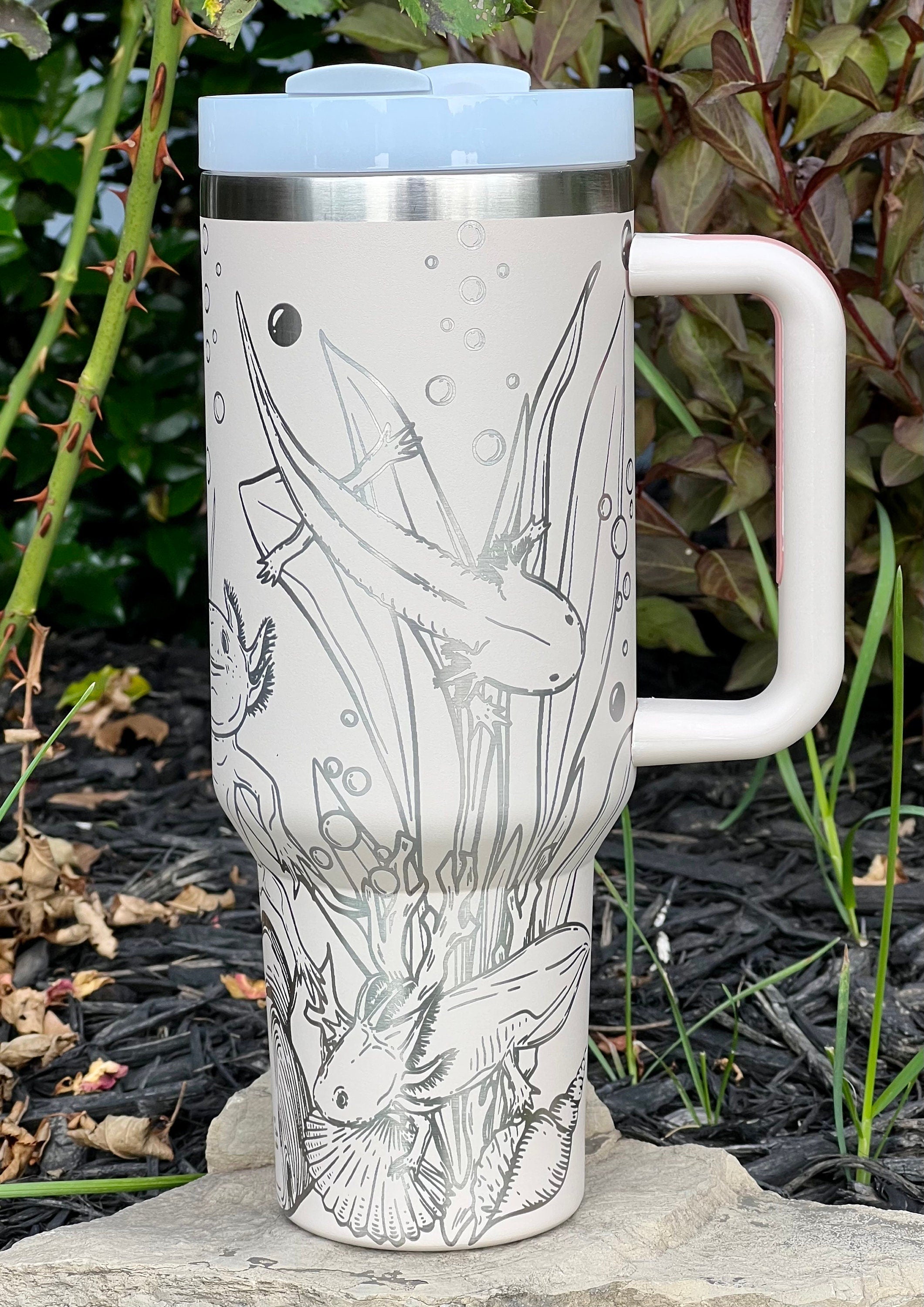Axolotls Tumbler Wrap SVG | 40oz Laser Engraving File | Rotary Ready Digital Design | Ocean Nautical SVG