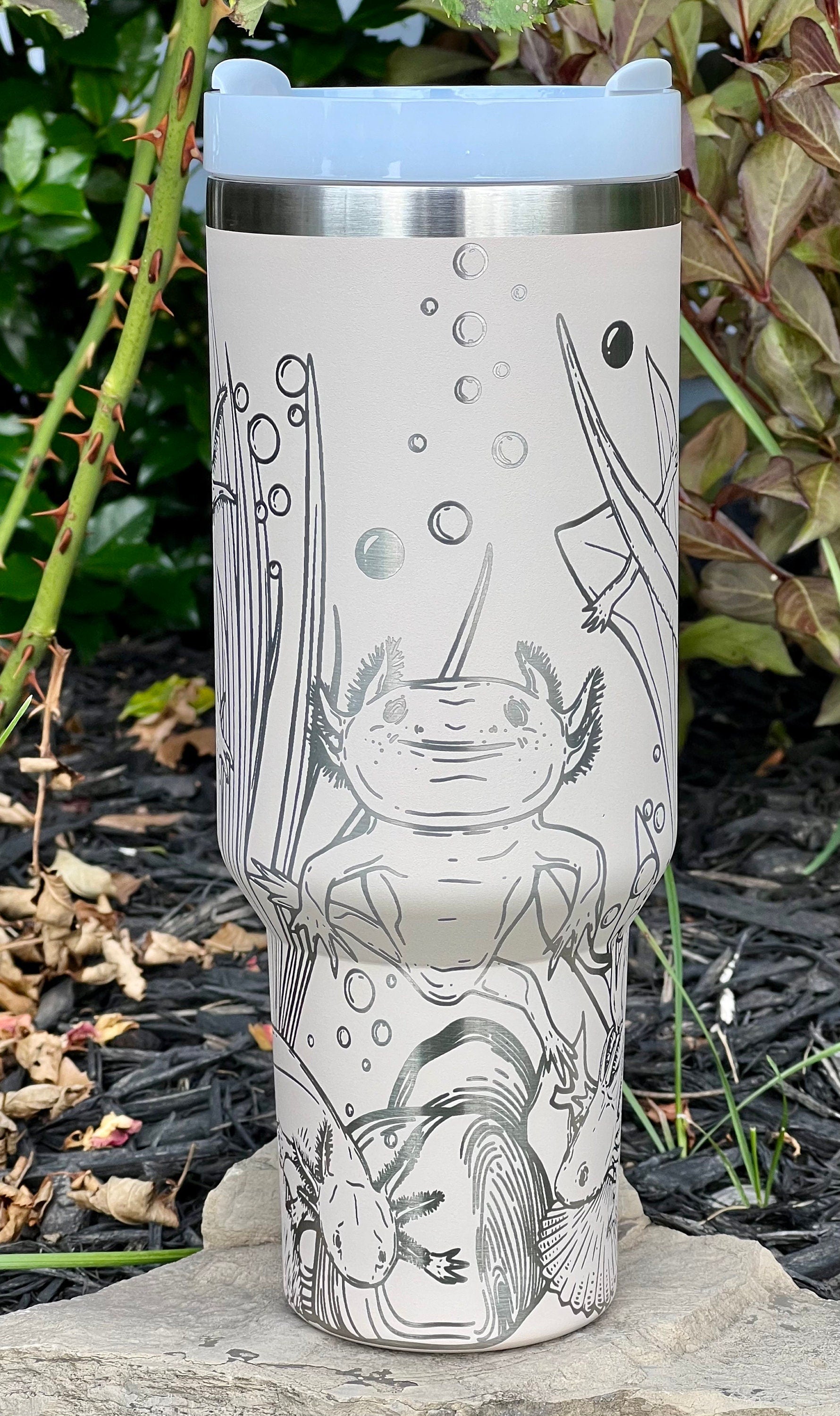 Axolotls Tumbler Wrap SVG | 40oz Laser Engraving File | Rotary Ready Digital Design | Ocean Nautical SVG
