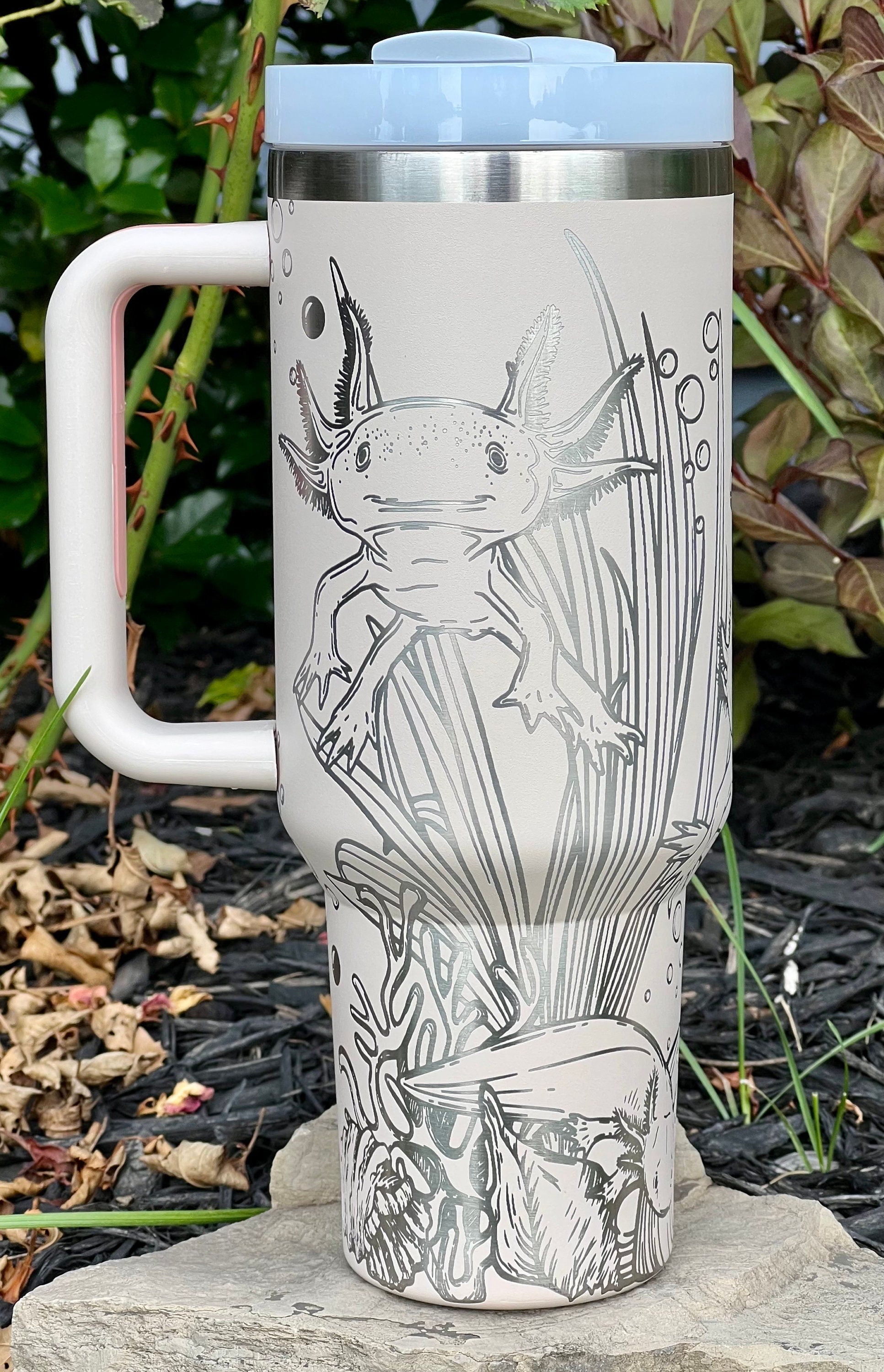 Axolotls Tumbler Wrap SVG | 40oz Laser Engraving File | Rotary Ready Digital Design | Ocean Nautical SVG