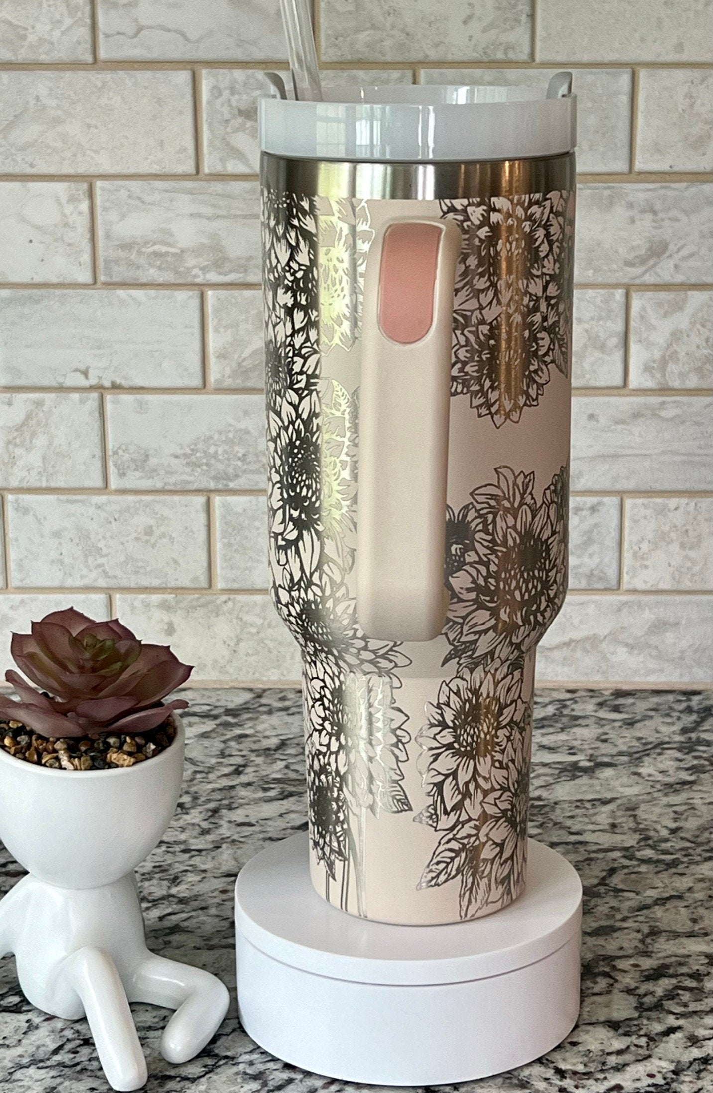 Dahlias Full Floral Tumbler Wrap SVG | 40oz Laser Engraving File | Rotary Engrave Digital Design | Floral SVG Design