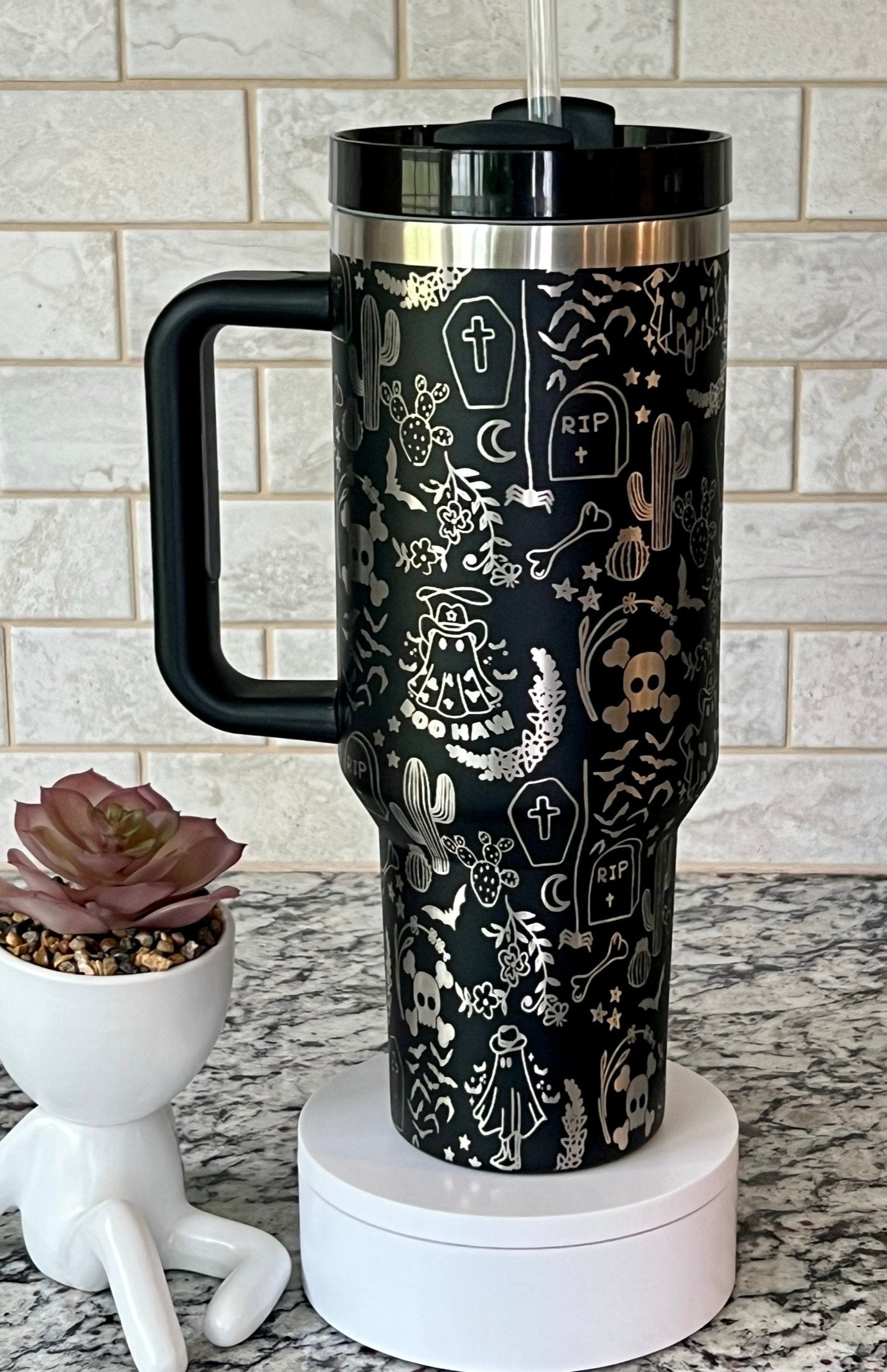 Western Ghosts Halloween Holiday Tumbler Wrap SVG | 40oz Laser Engraving File | Rotary Ready Digital Design | Seasonal SVG