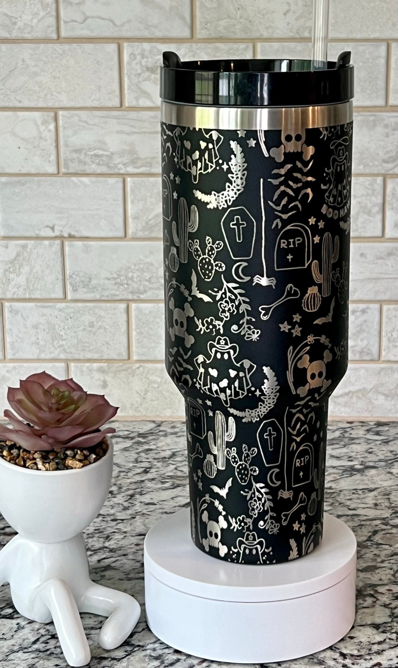 Western Ghosts Halloween Holiday Tumbler Wrap SVG | 40oz Laser Engraving File | Rotary Ready Digital Design | Seasonal SVG