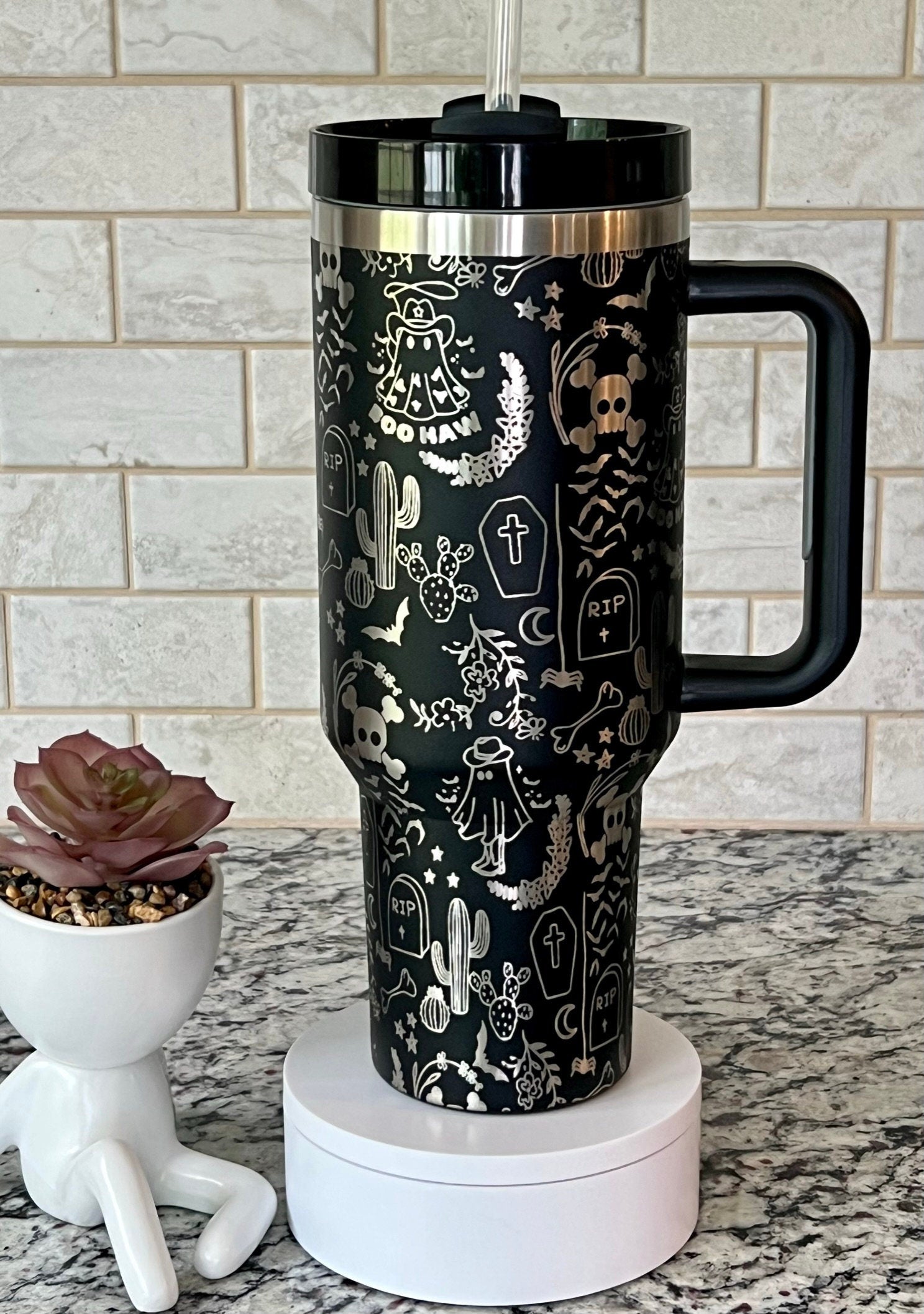 Western Ghosts Halloween Holiday Tumbler Wrap SVG | 40oz Laser Engraving File | Rotary Ready Digital Design | Seasonal SVG