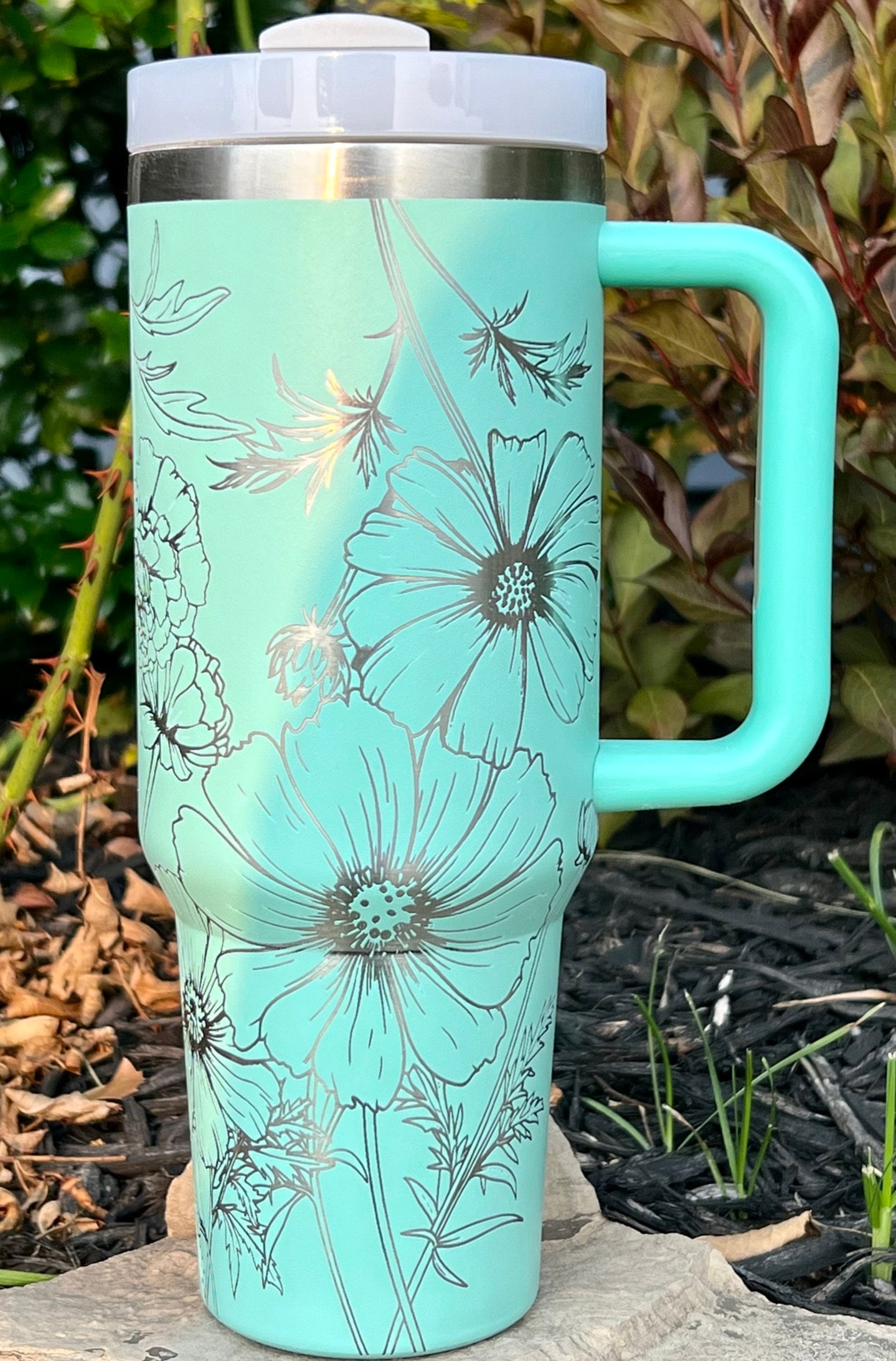 Marigolds and Cosmos Tumbler Wrap SVG | 40oz Laser Engraving File | Rotary Engrave Digital Design | Floral SVG Design