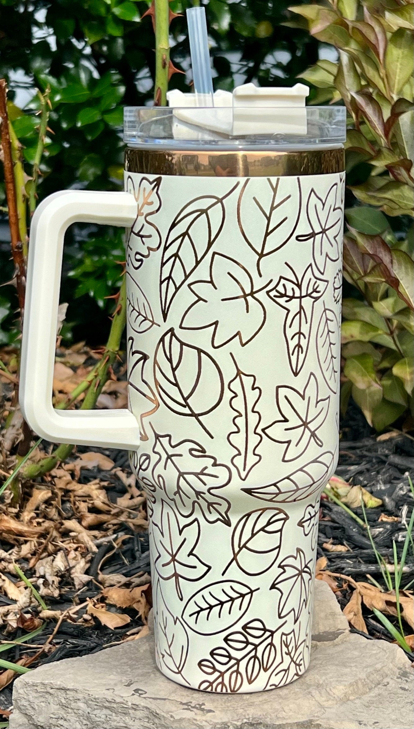 Fall Leaves Doodles Holiday Tumbler Wrap SVG | 40oz Laser Engraving File | Rotary Ready Digital Design | Seasonal SVG