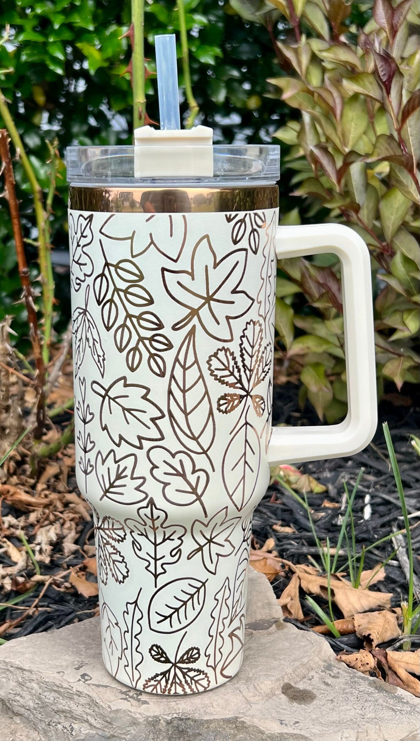 Fall Leaves Doodles Holiday Tumbler Wrap SVG | 40oz Laser Engraving File | Rotary Ready Digital Design | Seasonal SVG