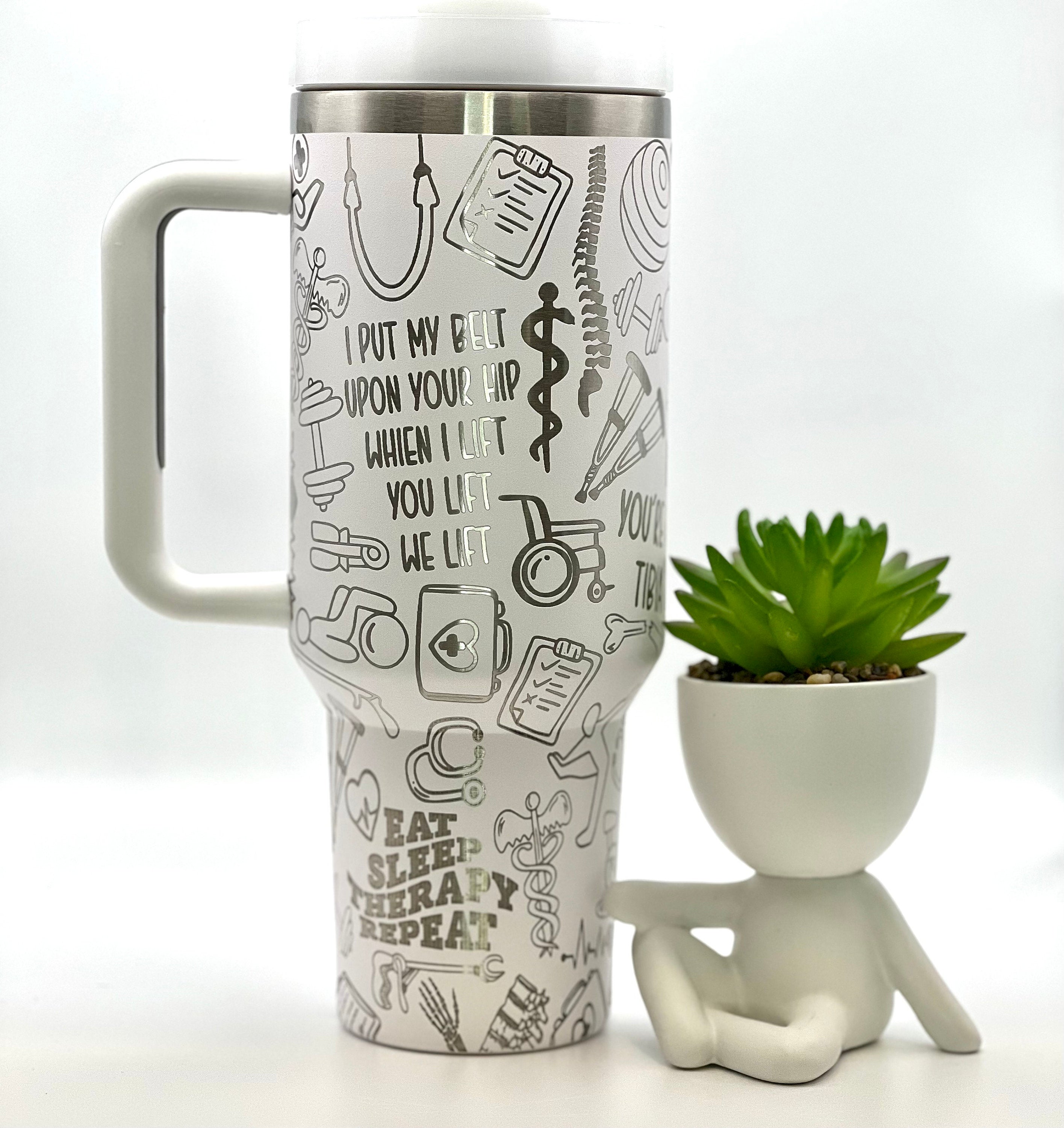 Physical Therapist Tumbler Wrap SVG | 40oz Laser Engraving File | Rotary Ready Digital Design | Career Gift SVG