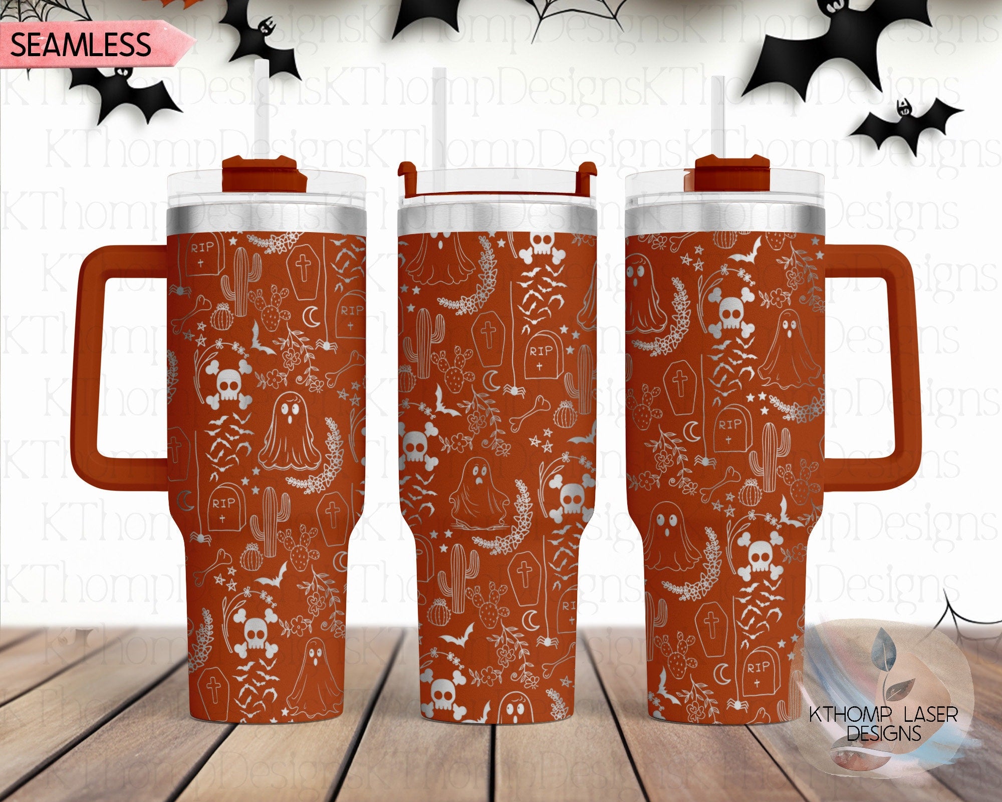 Halloween Doodles Holiday Tumbler Wrap SVG | 40oz Laser Engraving File | Rotary Ready Digital Design | Seasonal SVG