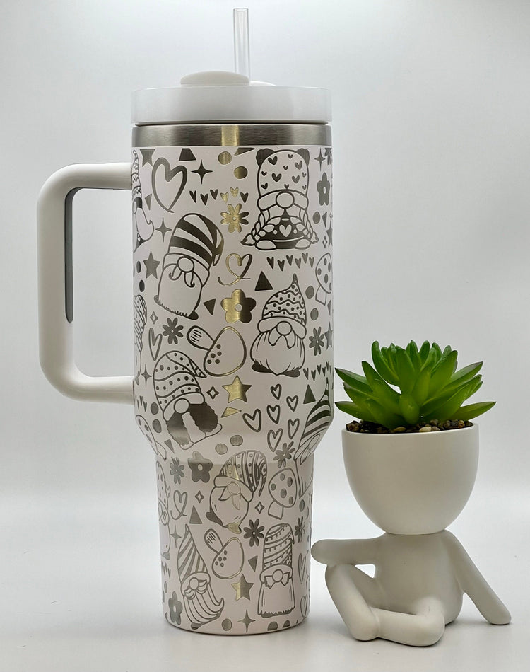 Gnomes Tumbler Wrap SVG | 40oz Laser Engraving File | Rotary Ready Digital Design | Fantasy Magic SVG