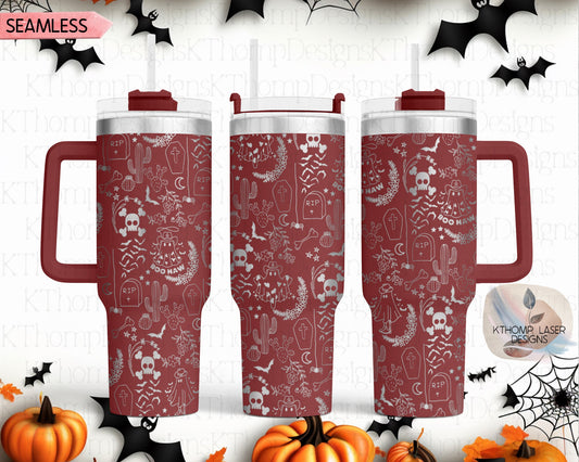 Western Ghosts Halloween Holiday Tumbler Wrap SVG | 40oz Laser Engraving File | Rotary Ready Digital Design | Seasonal SVG