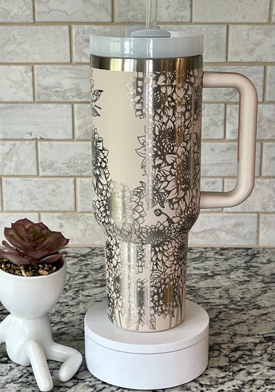 Dahlias Full Floral Tumbler Wrap SVG | 40oz Laser Engraving File | Rotary Engrave Digital Design | Floral SVG Design