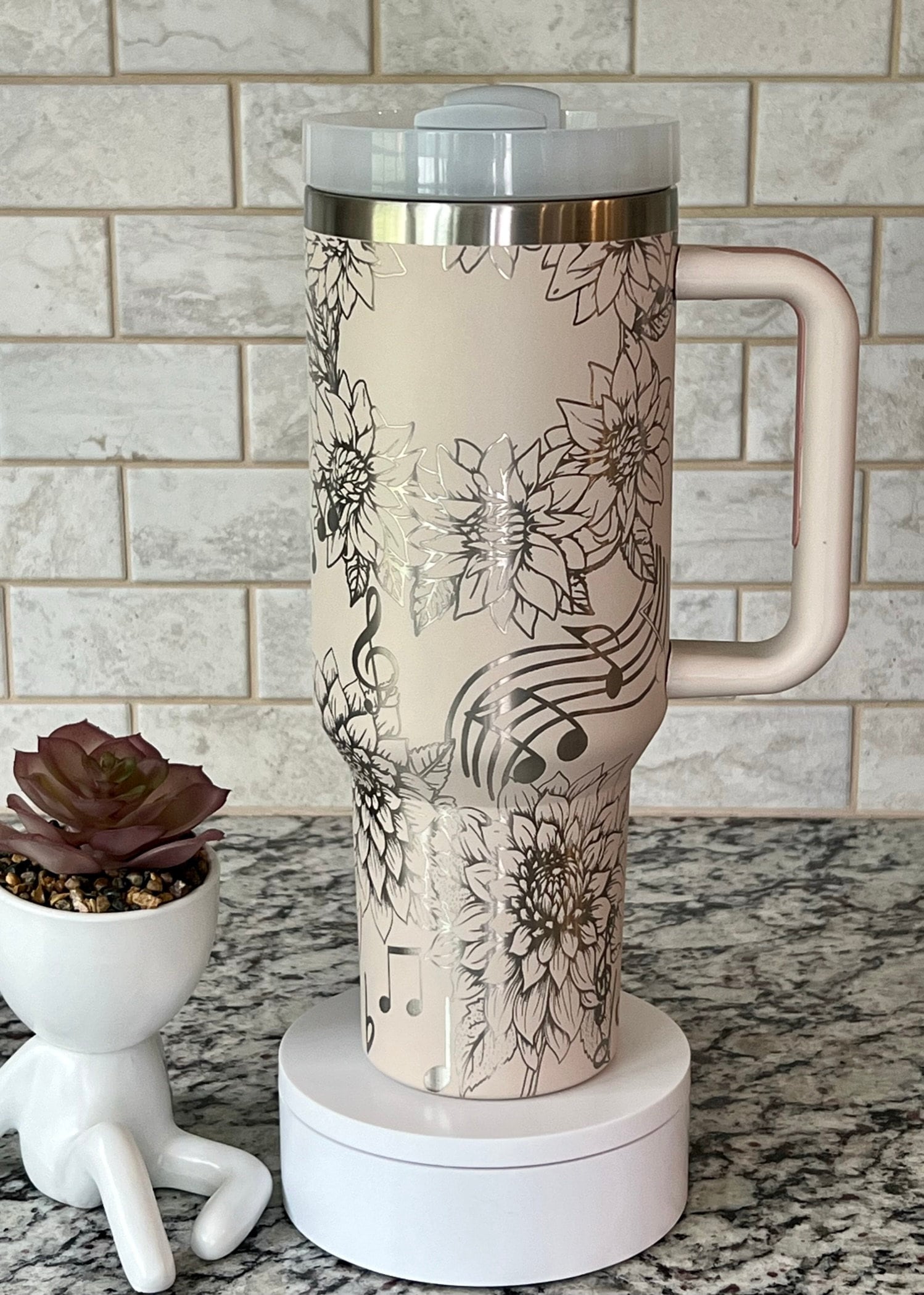 When Words Fail Music Speaks Floral Tumbler Wrap SVG | 40oz Laser Engraving File | Rotary Ready Digital Design | Career Gift SVG