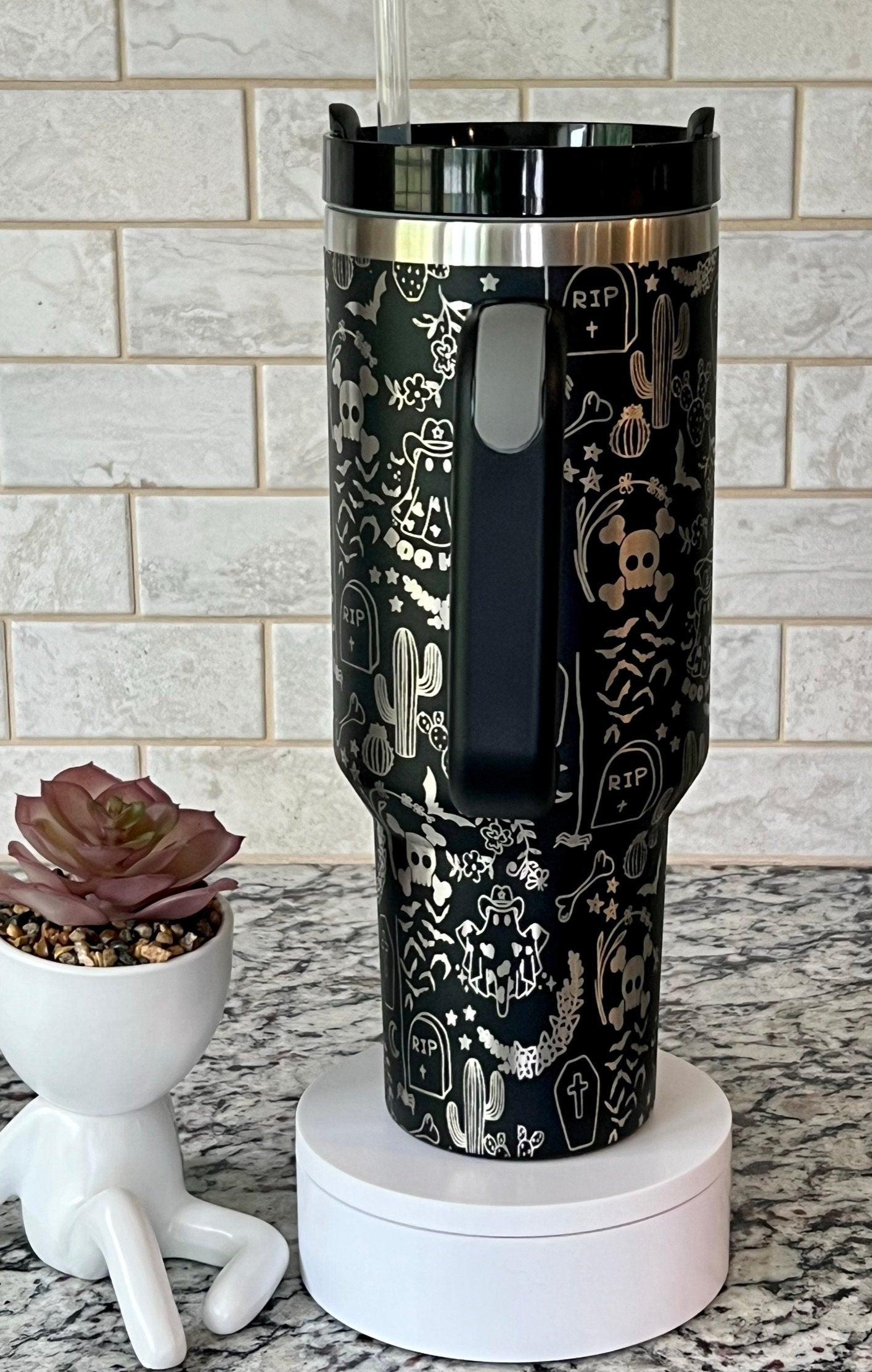 Western Ghosts Halloween Holiday Tumbler Wrap SVG | 40oz Laser Engraving File | Rotary Ready Digital Design | Seasonal SVG