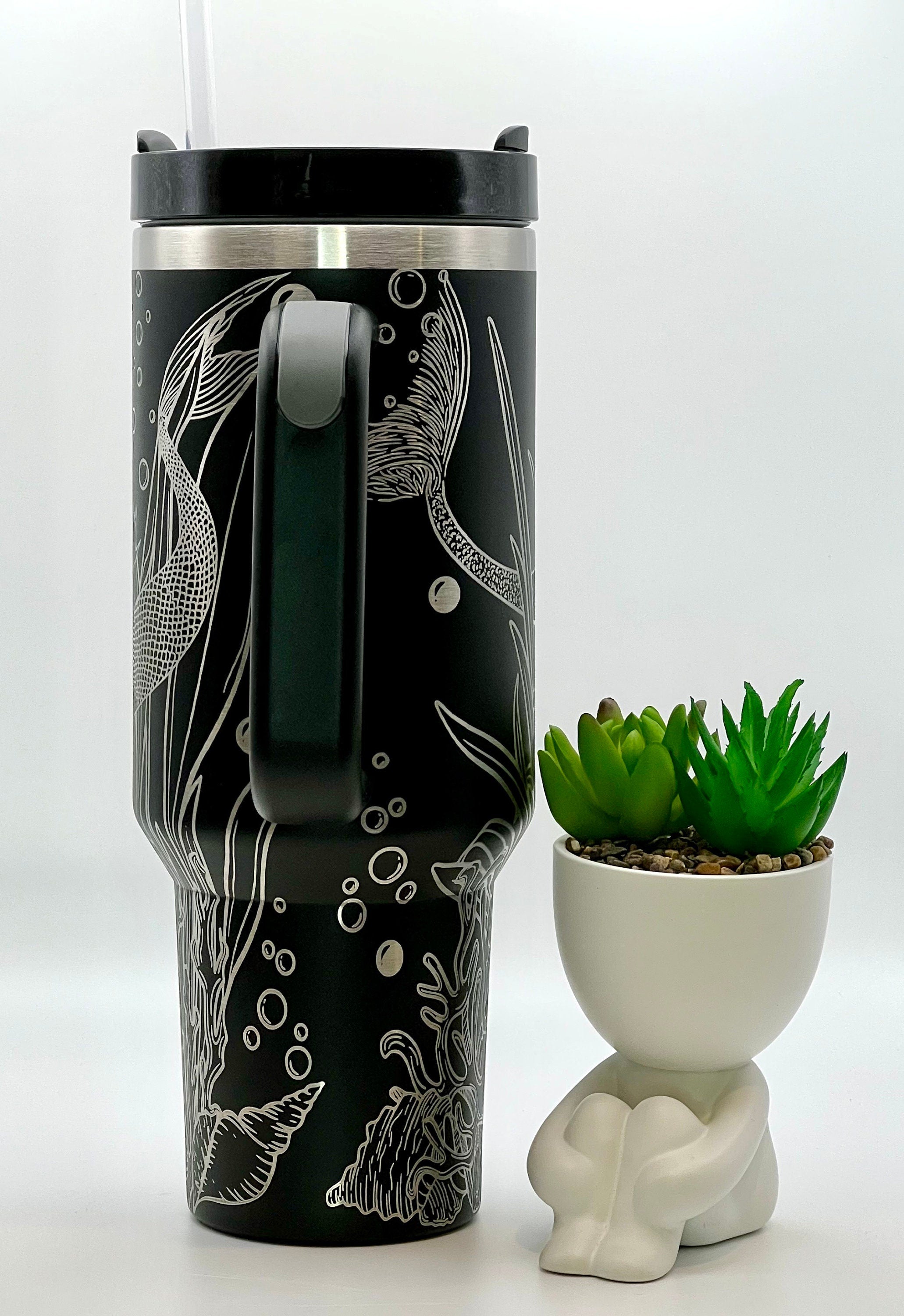 Mermaids Tumbler Wrap SVG | 40oz Laser Engraving File | Rotary Ready Digital Design | Fantasy Magic SVG