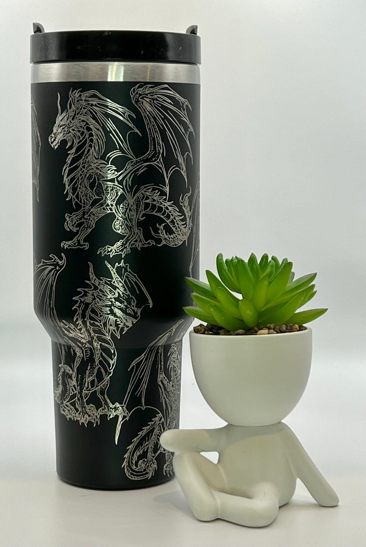 Fantasy Dragons Tumbler Wrap SVG | 40oz Laser Engraving File | Rotary Ready Digital Design | Fantasy Magic SVG