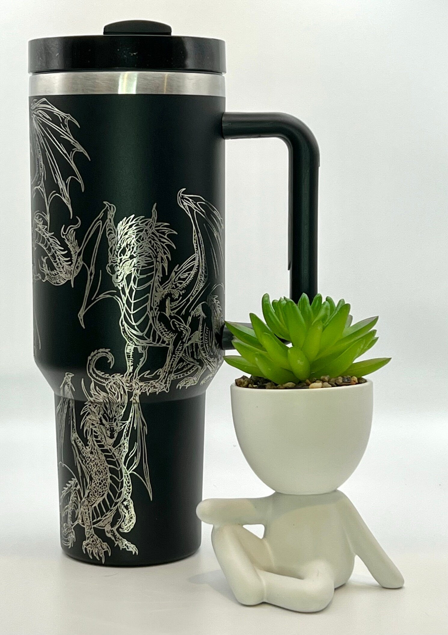 Fantasy Dragons Tumbler Wrap SVG | 40oz Laser Engraving File | Rotary Ready Digital Design | Fantasy Magic SVG