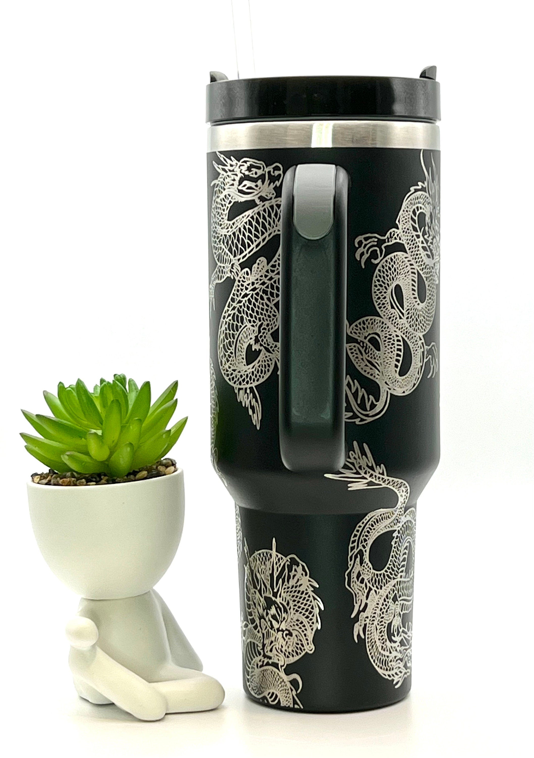 Dragons Tumbler Wrap SVG | 40oz Laser Engraving File | Rotary Ready Digital Design | Fantasy Magic SVG
