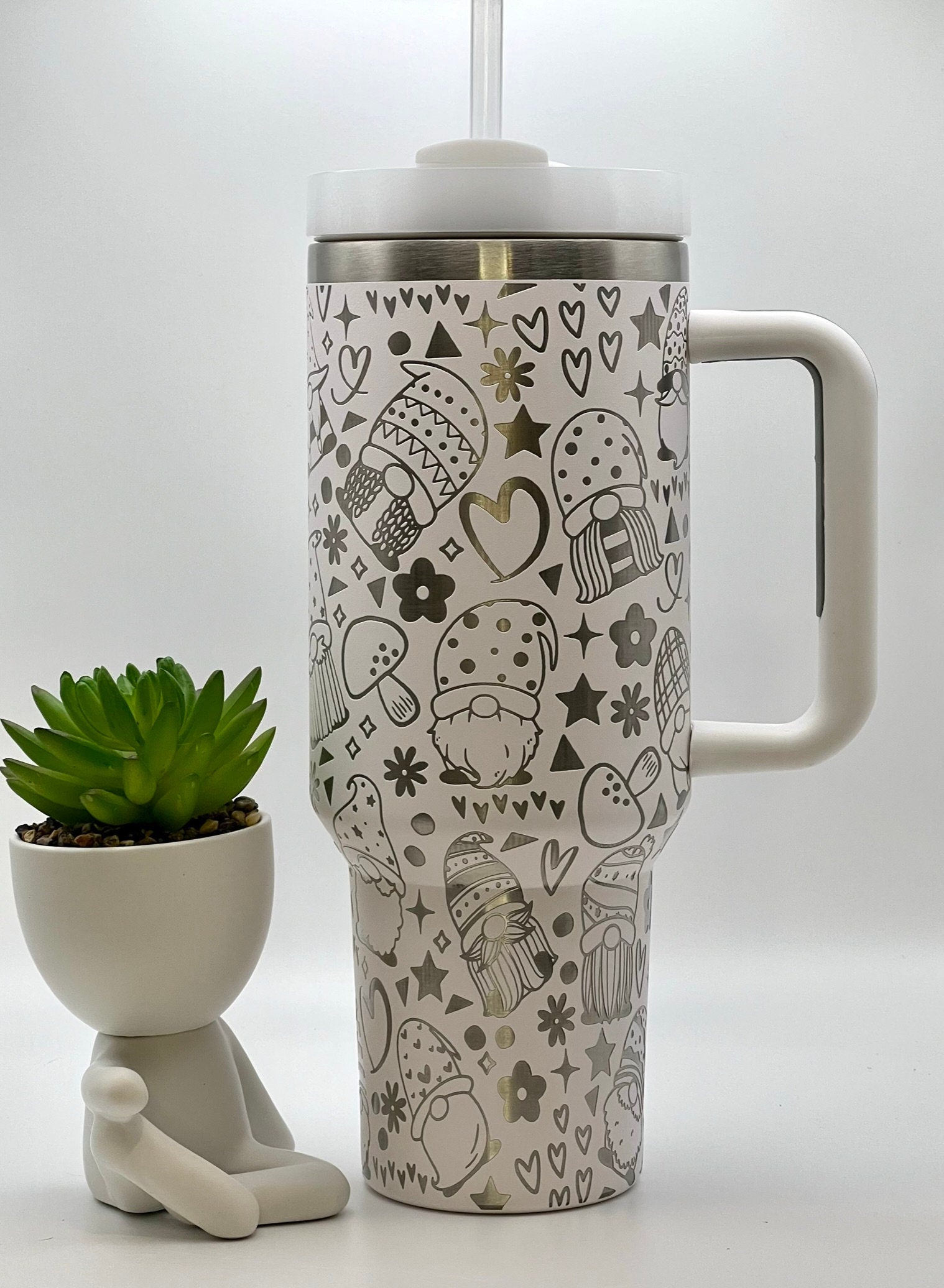 Gnomes Tumbler Wrap SVG | 40oz Laser Engraving File | Rotary Ready Digital Design | Fantasy Magic SVG