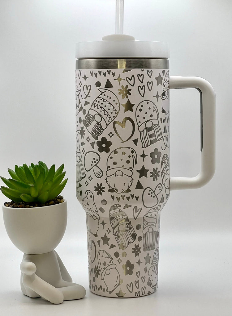 Gnomes Tumbler Wrap SVG | 40oz Laser Engraving File | Rotary Ready Digital Design | Fantasy Magic SVG