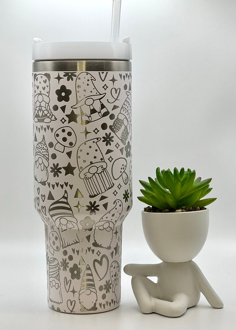 Gnomes Tumbler Wrap SVG | 40oz Laser Engraving File | Rotary Ready Digital Design | Fantasy Magic SVG