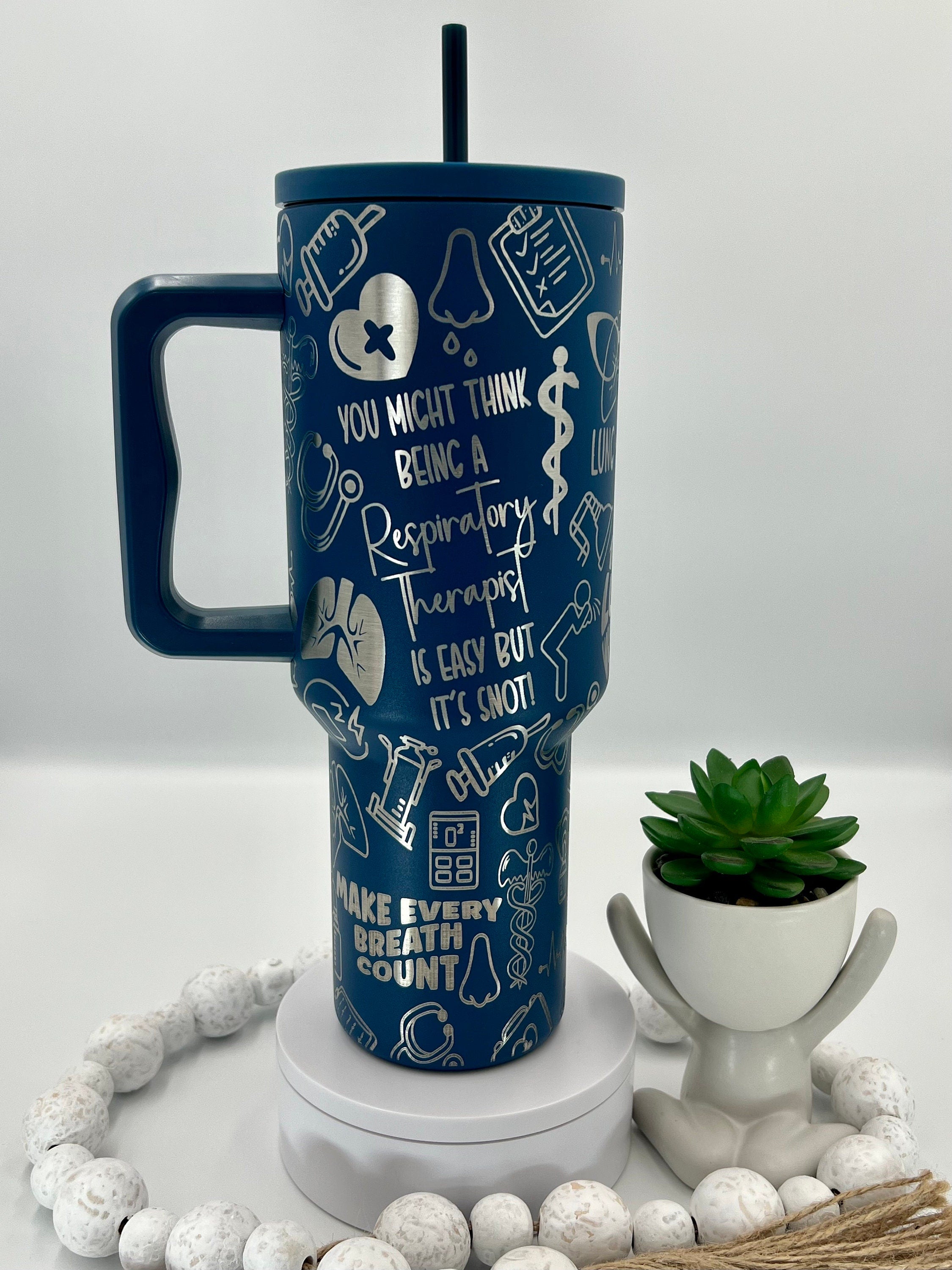 Respiratory Therapist Tumbler Wrap SVG | 40oz Laser Engraving File | Rotary Ready Digital Design | Career Gift SVG