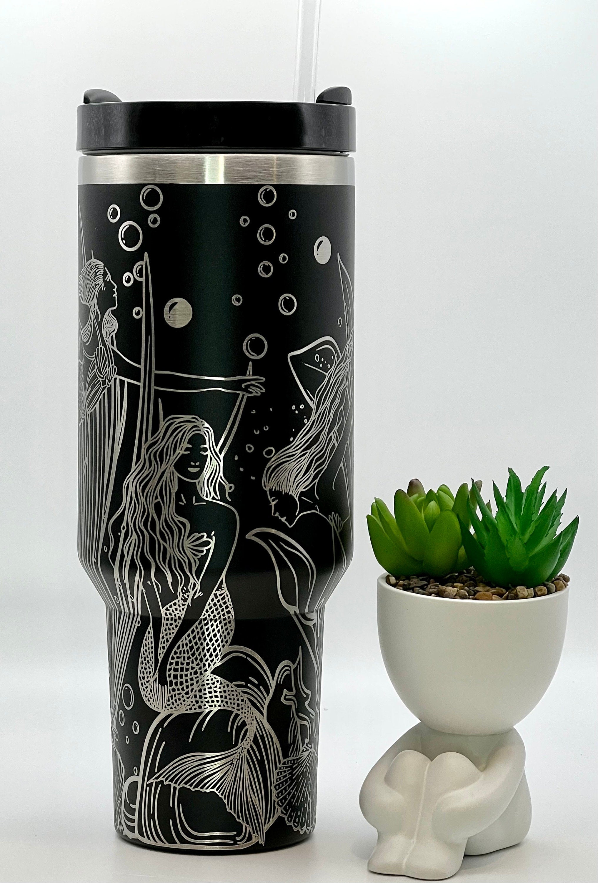 Mermaids Tumbler Wrap SVG | 40oz Laser Engraving File | Rotary Ready Digital Design | Fantasy Magic SVG