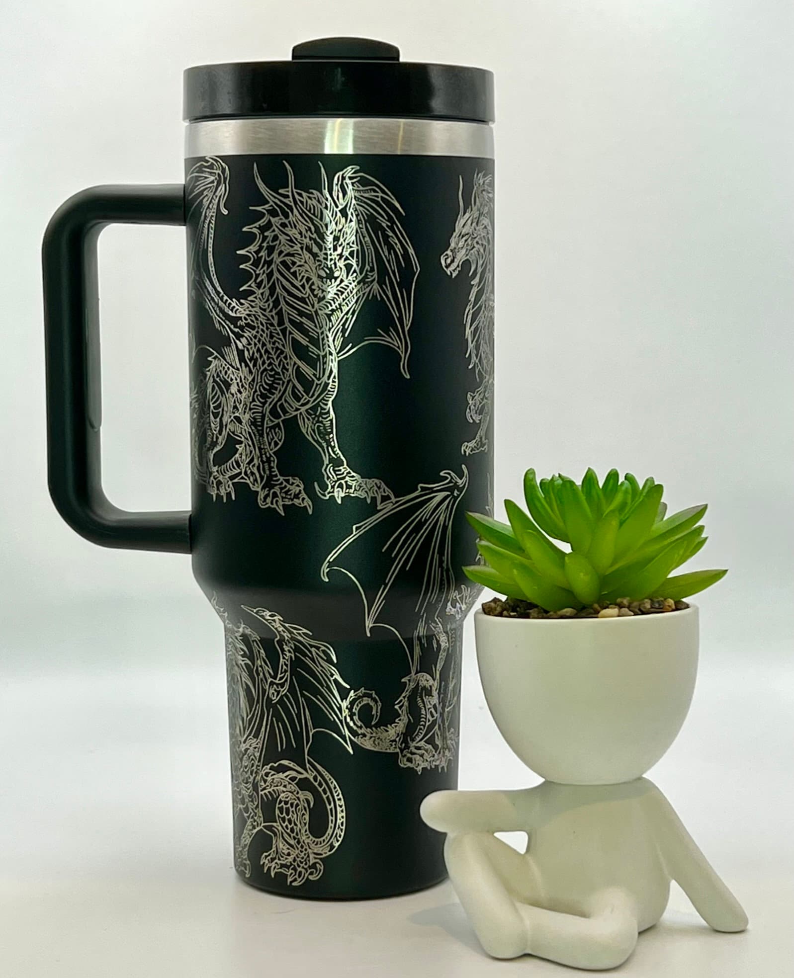 Fantasy Dragons Tumbler Wrap SVG | 40oz Laser Engraving File | Rotary Ready Digital Design | Fantasy Magic SVG