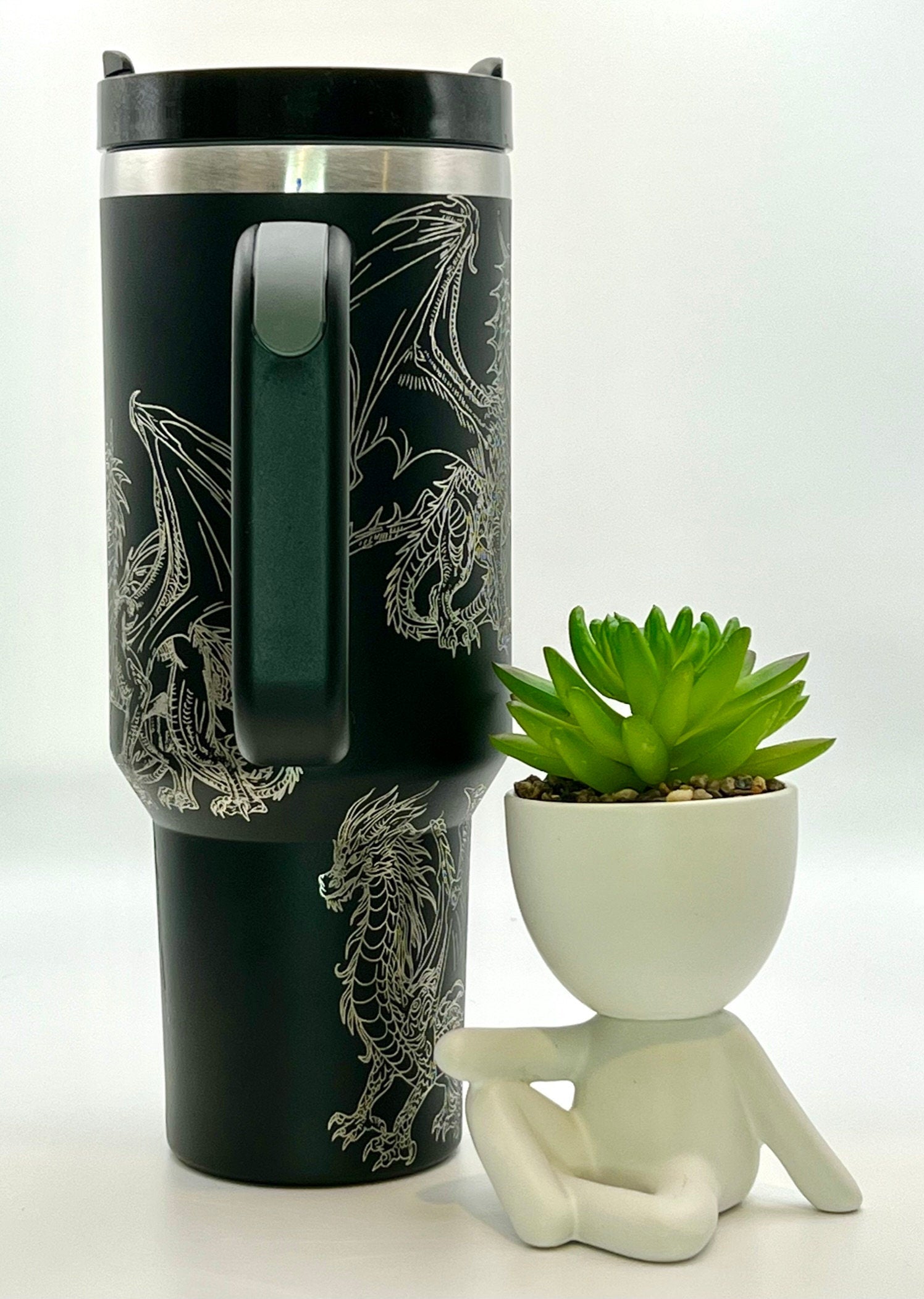 Fantasy Dragons Tumbler Wrap SVG | 40oz Laser Engraving File | Rotary Ready Digital Design | Fantasy Magic SVG