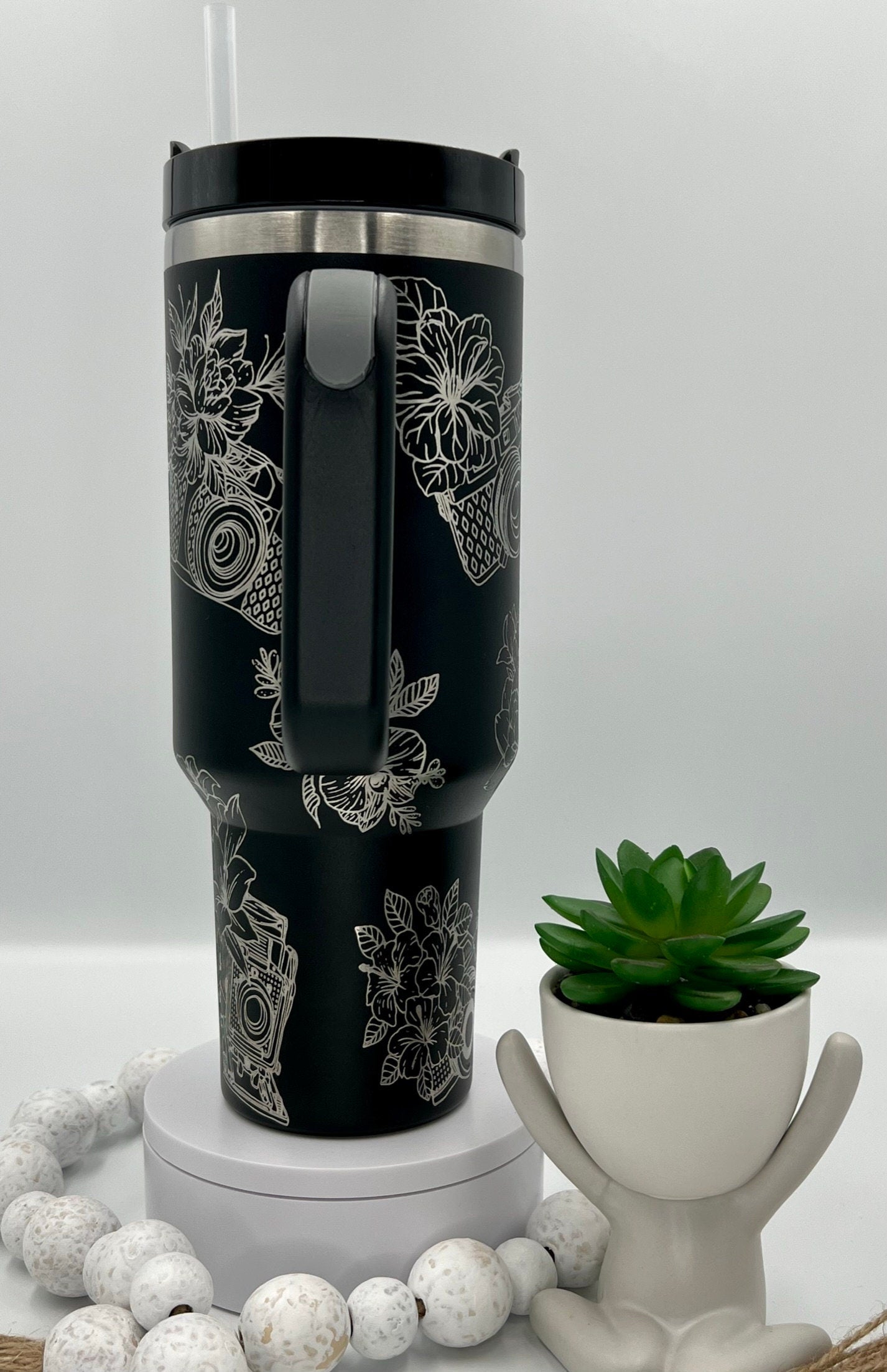 Floral Photography Tumbler Wrap SVG | 40oz Laser Engraving File | Rotary Ready Digital Design | Career Gift SVG