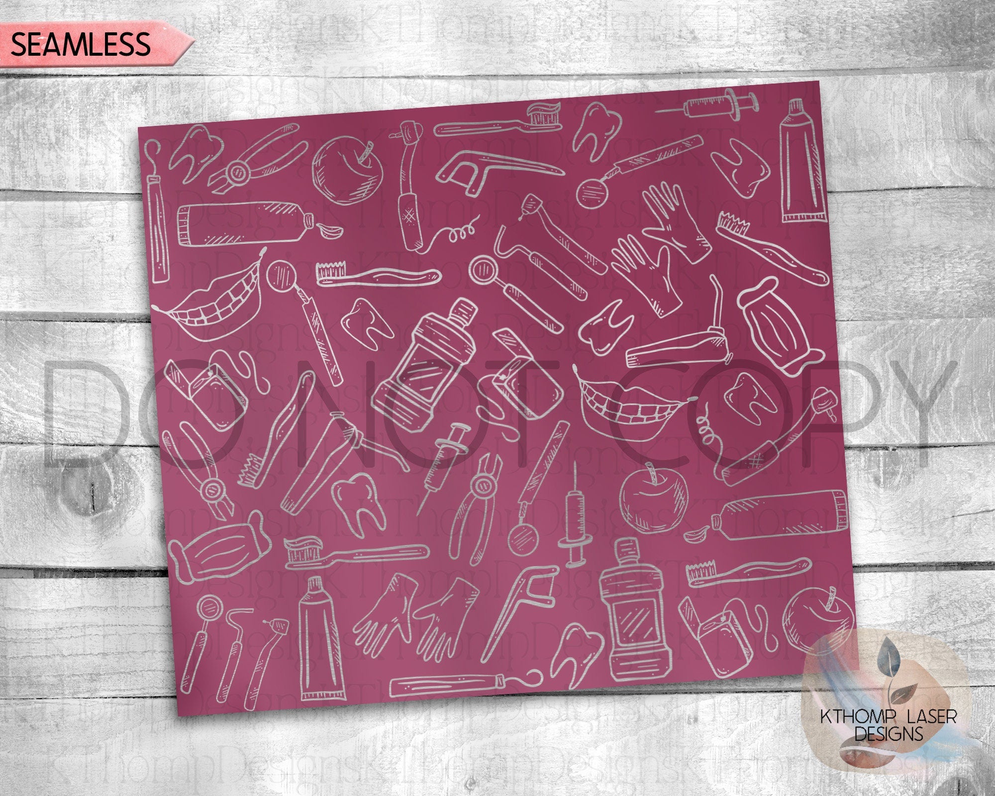 Dentist Tumbler Wrap SVG | 20oz Skinny Laser Engraving File | Rotary Ready Digital Design | Career Gift SVG