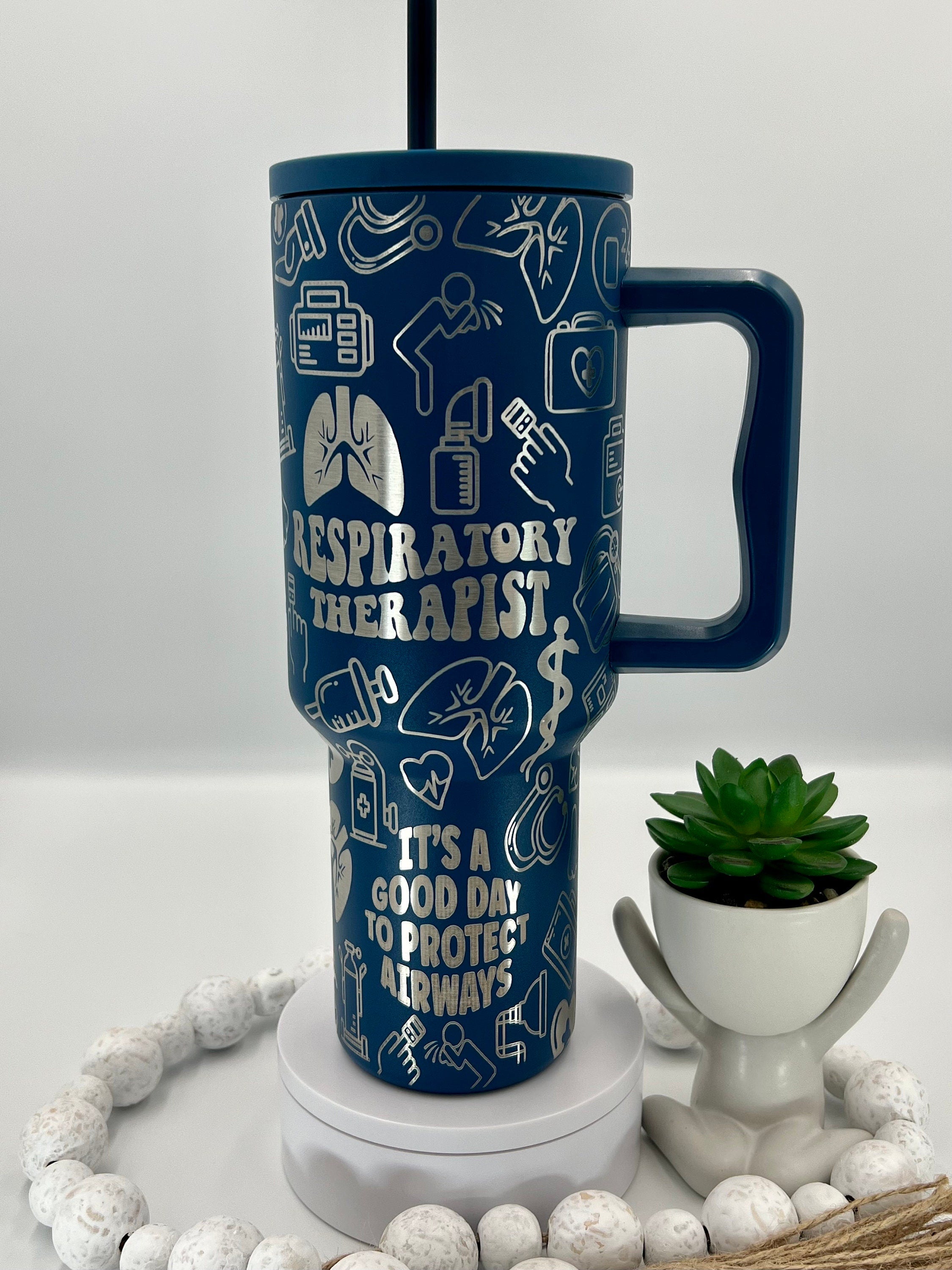 Respiratory Therapist Tumbler Wrap SVG | 40oz Laser Engraving File | Rotary Ready Digital Design | Career Gift SVG