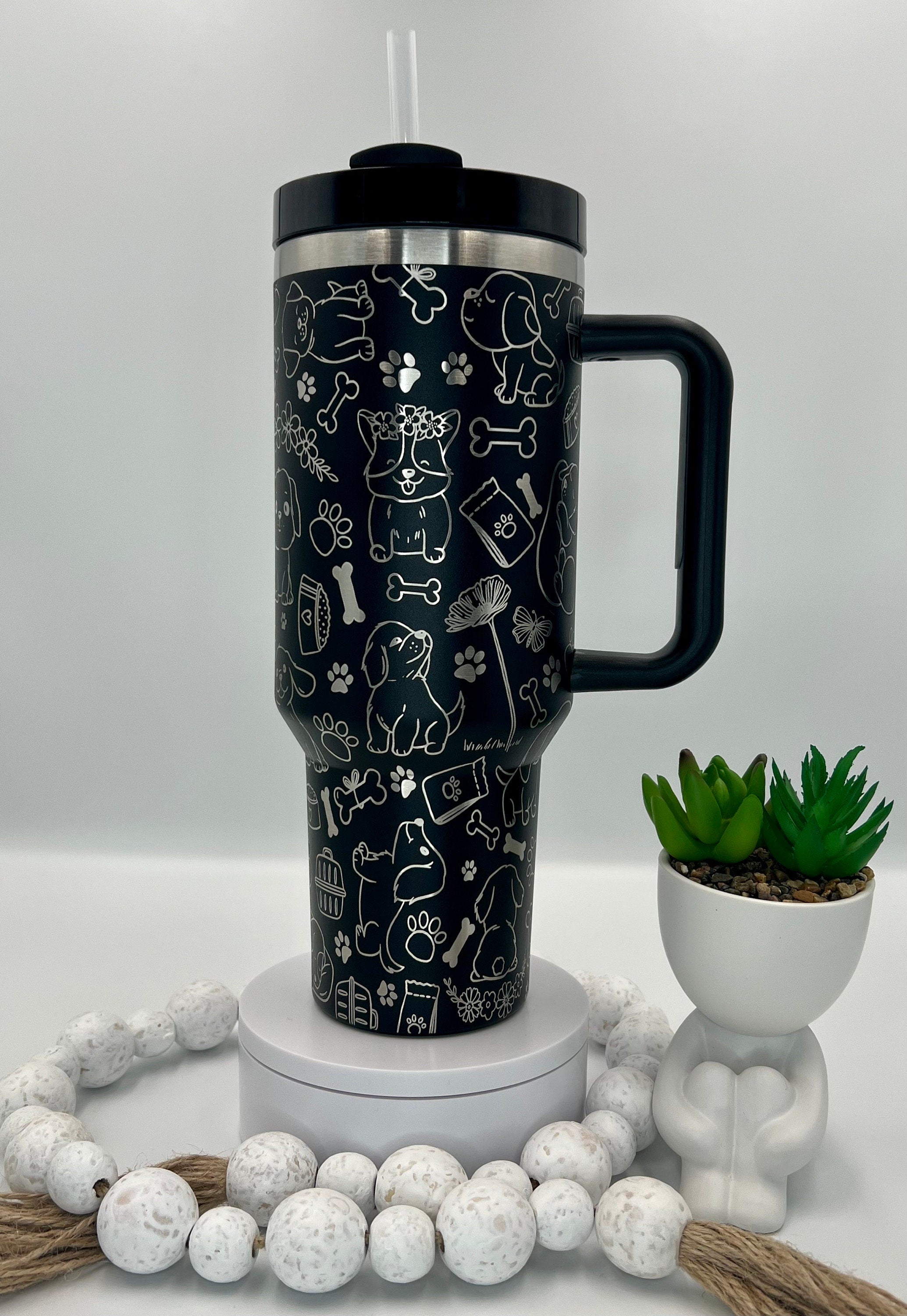 Dog Doodles Tumbler Wrap SVG | 40oz Laser Engraving File | Rotary Engrave Digital Design | Dog Lover Gift