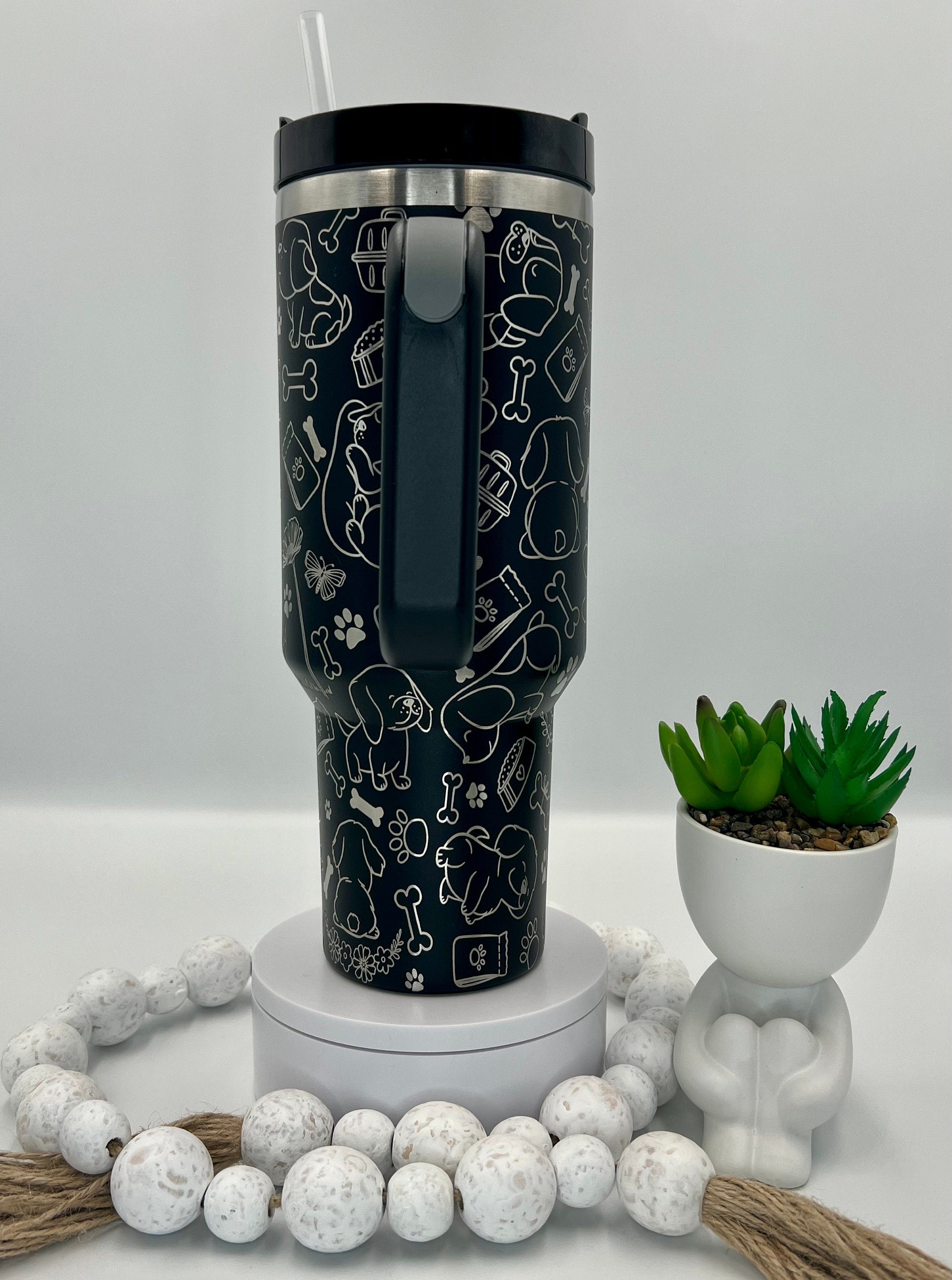 Dog Doodles Tumbler Wrap SVG | 40oz Laser Engraving File | Rotary Engrave Digital Design | Dog Lover Gift
