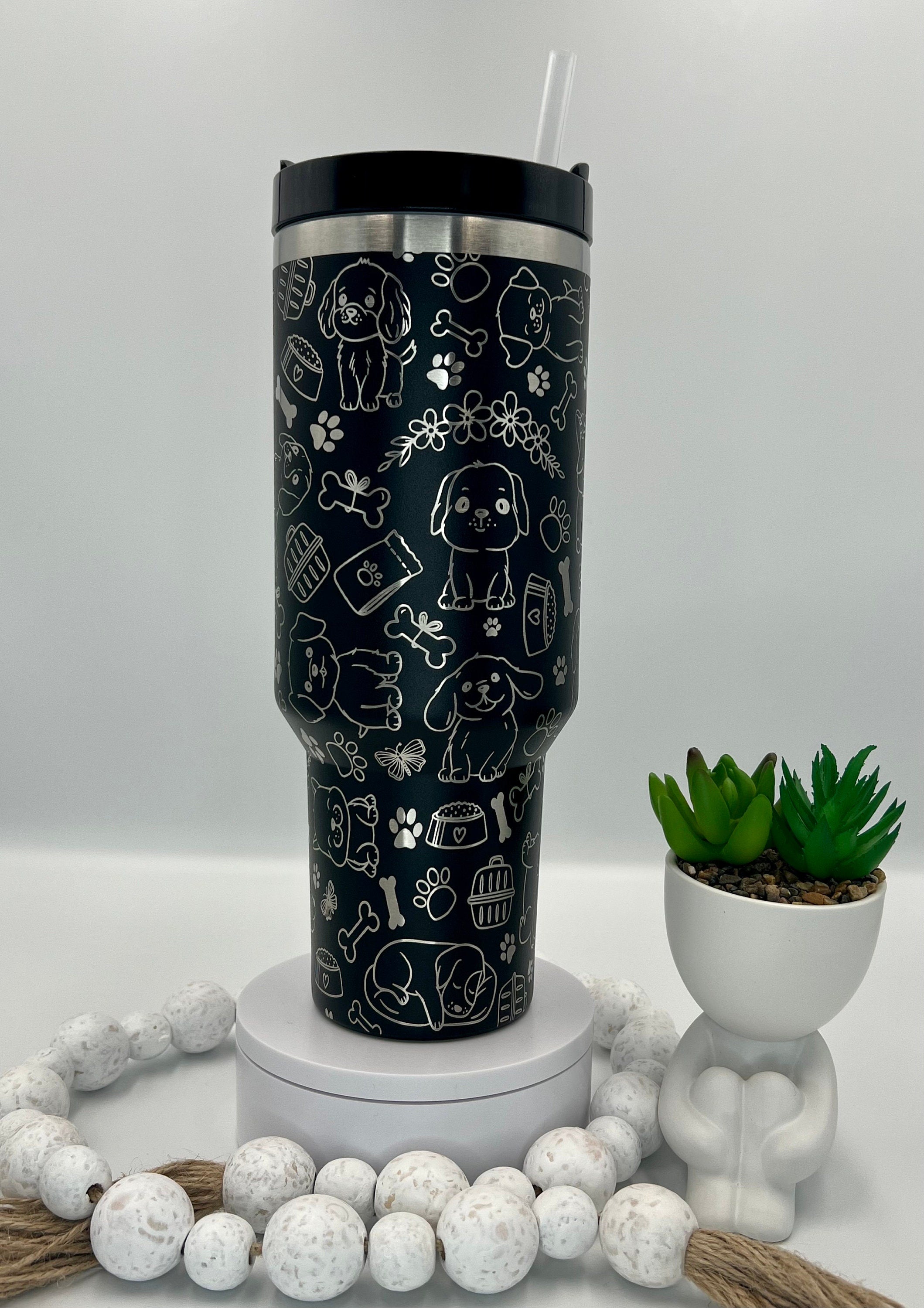 Dog Doodles Tumbler Wrap SVG | 40oz Laser Engraving File | Rotary Engrave Digital Design | Dog Lover Gift