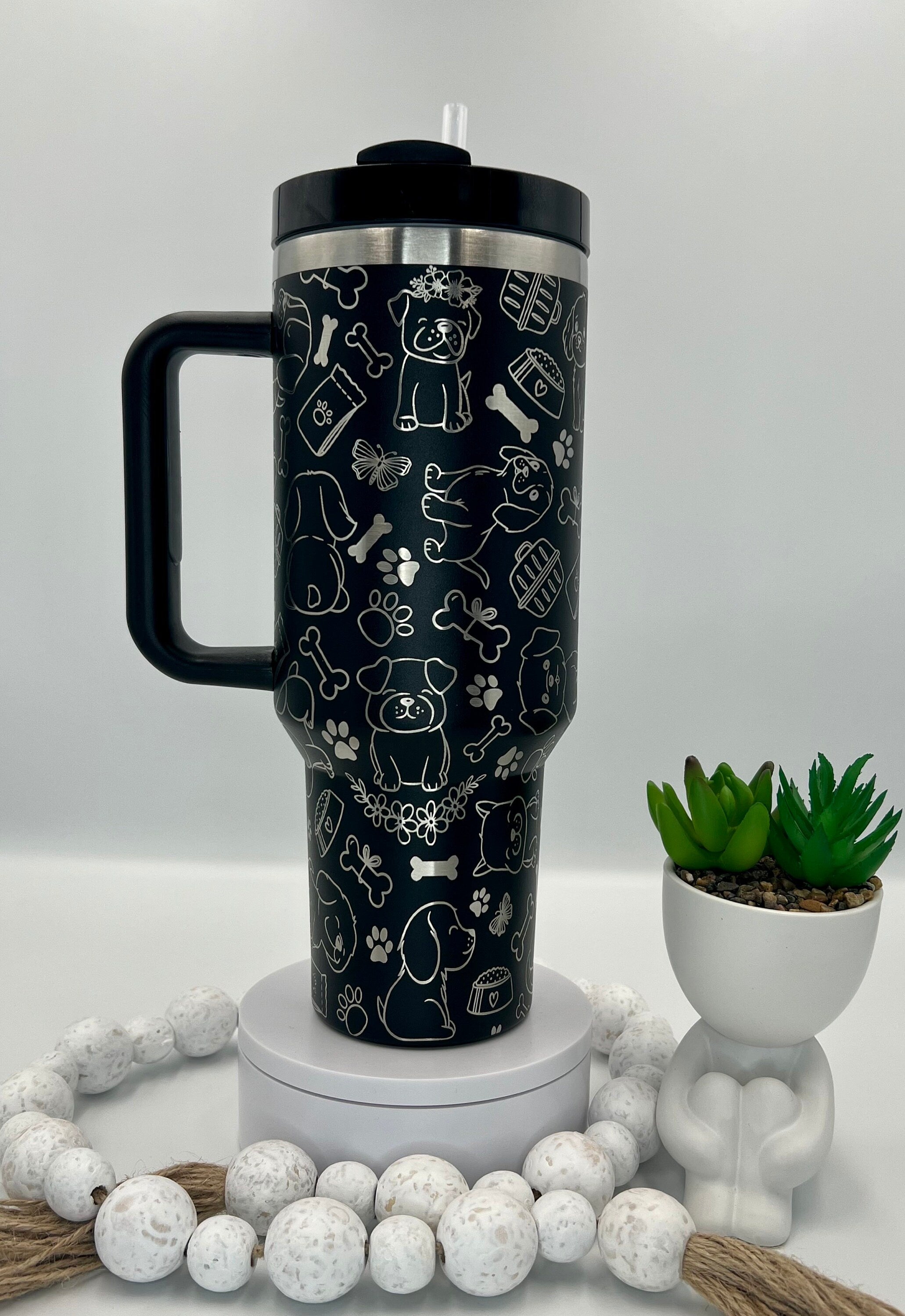 Dog Doodles Tumbler Wrap SVG | 40oz Laser Engraving File | Rotary Engrave Digital Design | Dog Lover Gift