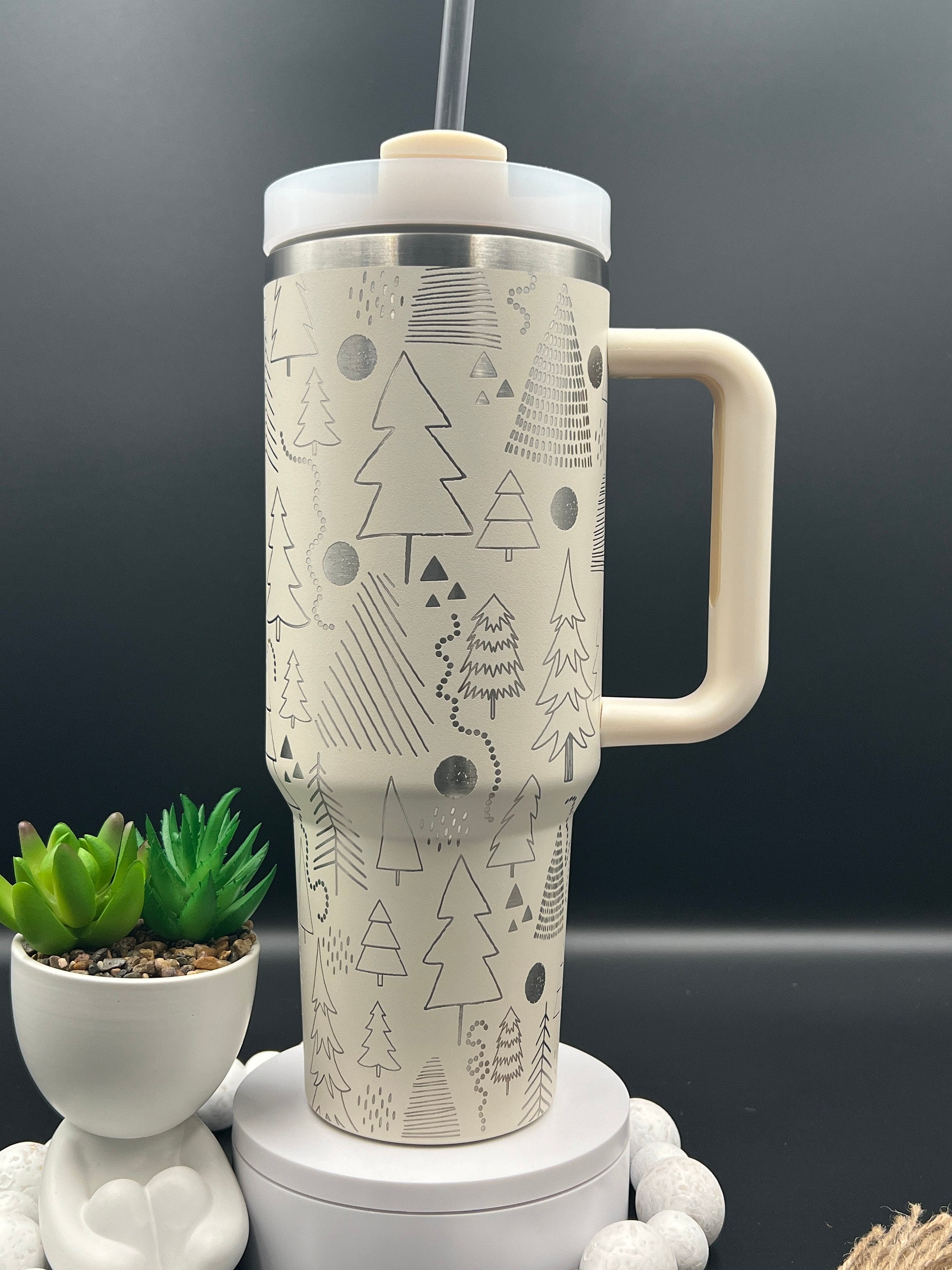 Cute Christmas Tress Holiday Tumbler Wrap SVG | 40oz Laser Engraving File | Rotary Ready Digital Design | Seasonal SVG