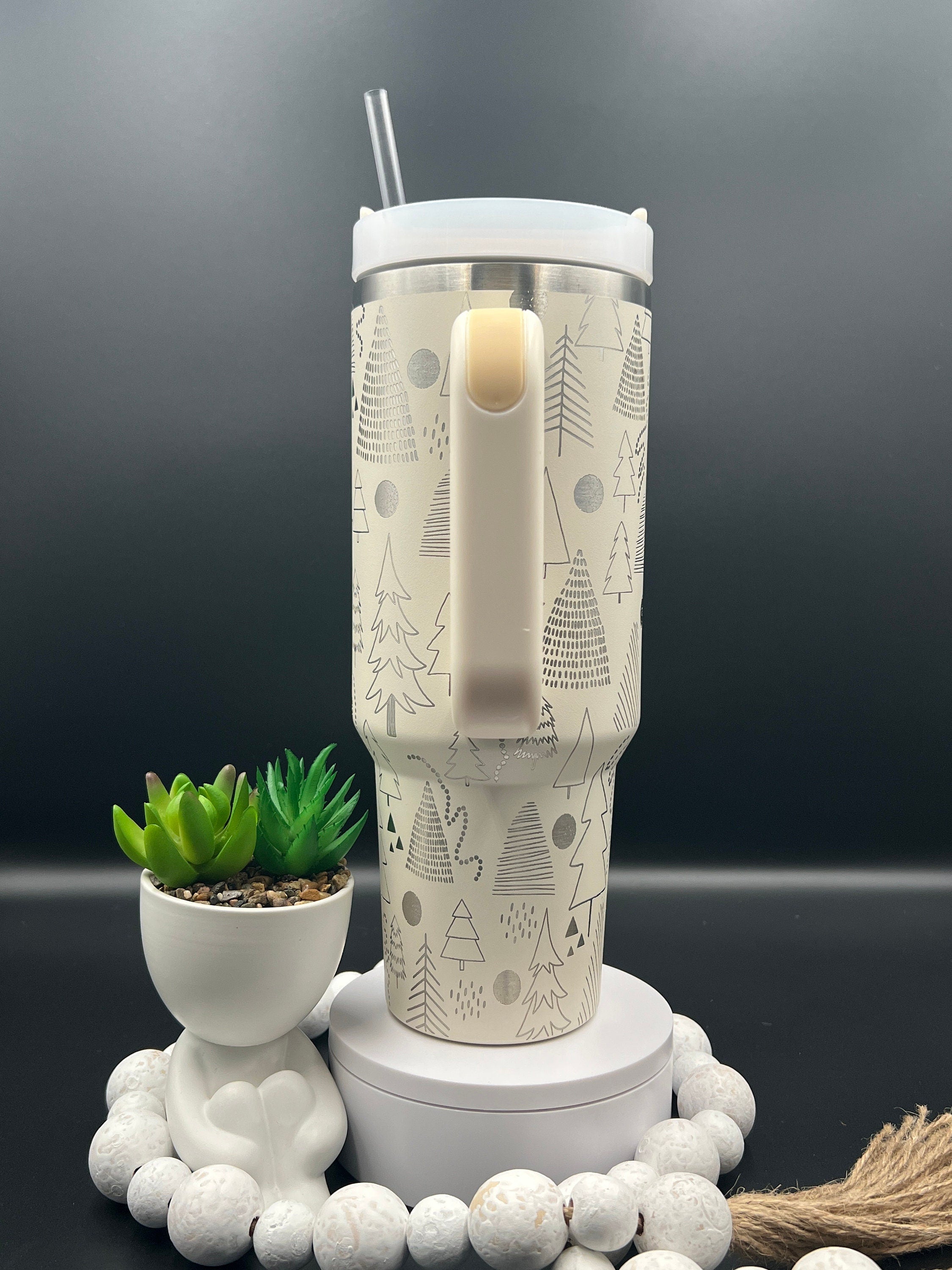 Cute Christmas Tress Holiday Tumbler Wrap SVG | 40oz Laser Engraving File | Rotary Ready Digital Design | Seasonal SVG