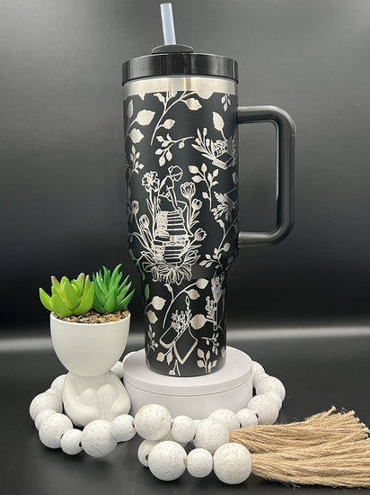 Floral Books Tumbler Wrap SVG | 40oz Laser Engraving File | Rotary Engrave Digital Design | Floral SVG Design