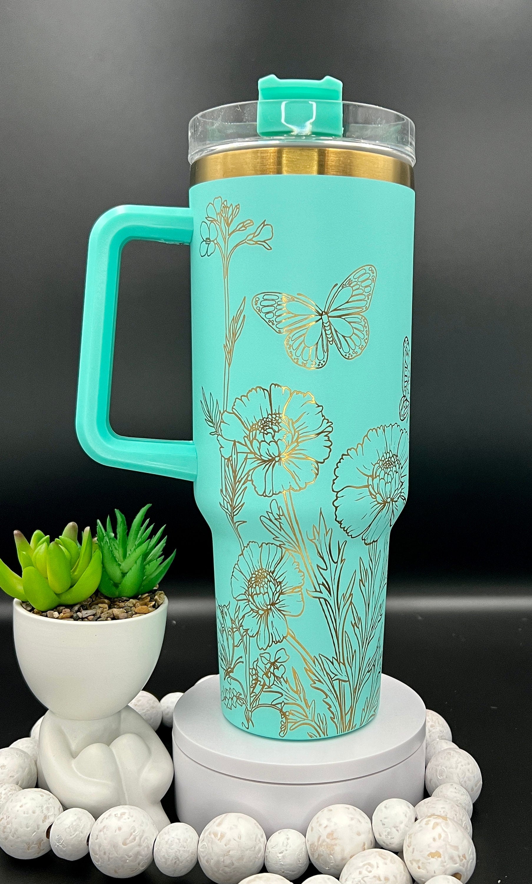 Butterflies and Blooms Tumbler Wrap SVG | 40oz Laser Engraving File | Rotary Engrave Digital Design | Floral SVG Design