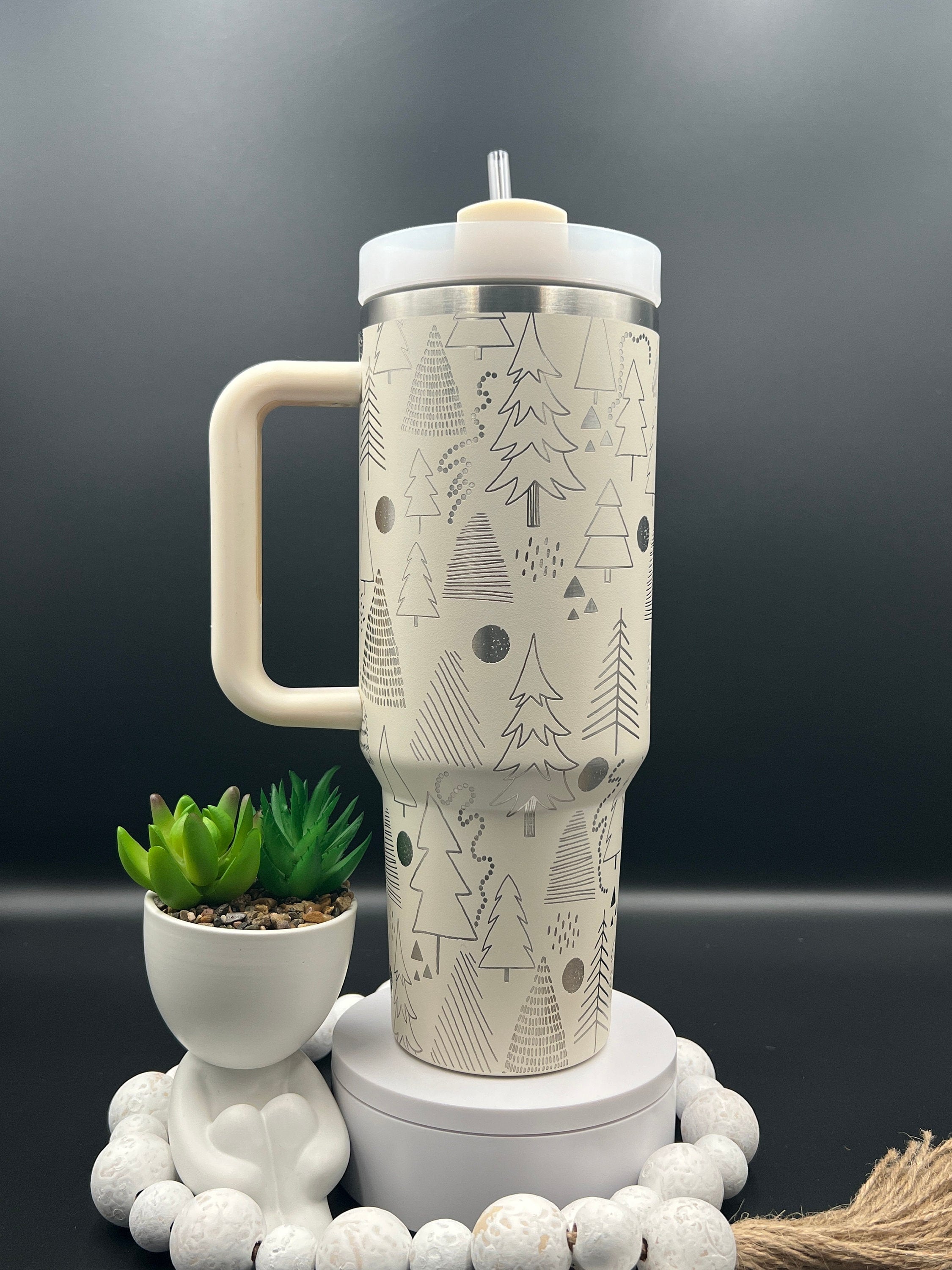 Cute Christmas Tress Holiday Tumbler Wrap SVG | 40oz Laser Engraving File | Rotary Ready Digital Design | Seasonal SVG