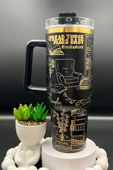 Smut Slut Book Lover Reading Tumbler Wrap SVG | 40oz Laser Engraving File | Rotary Ready Digital Design | Hobby Travel SVG
