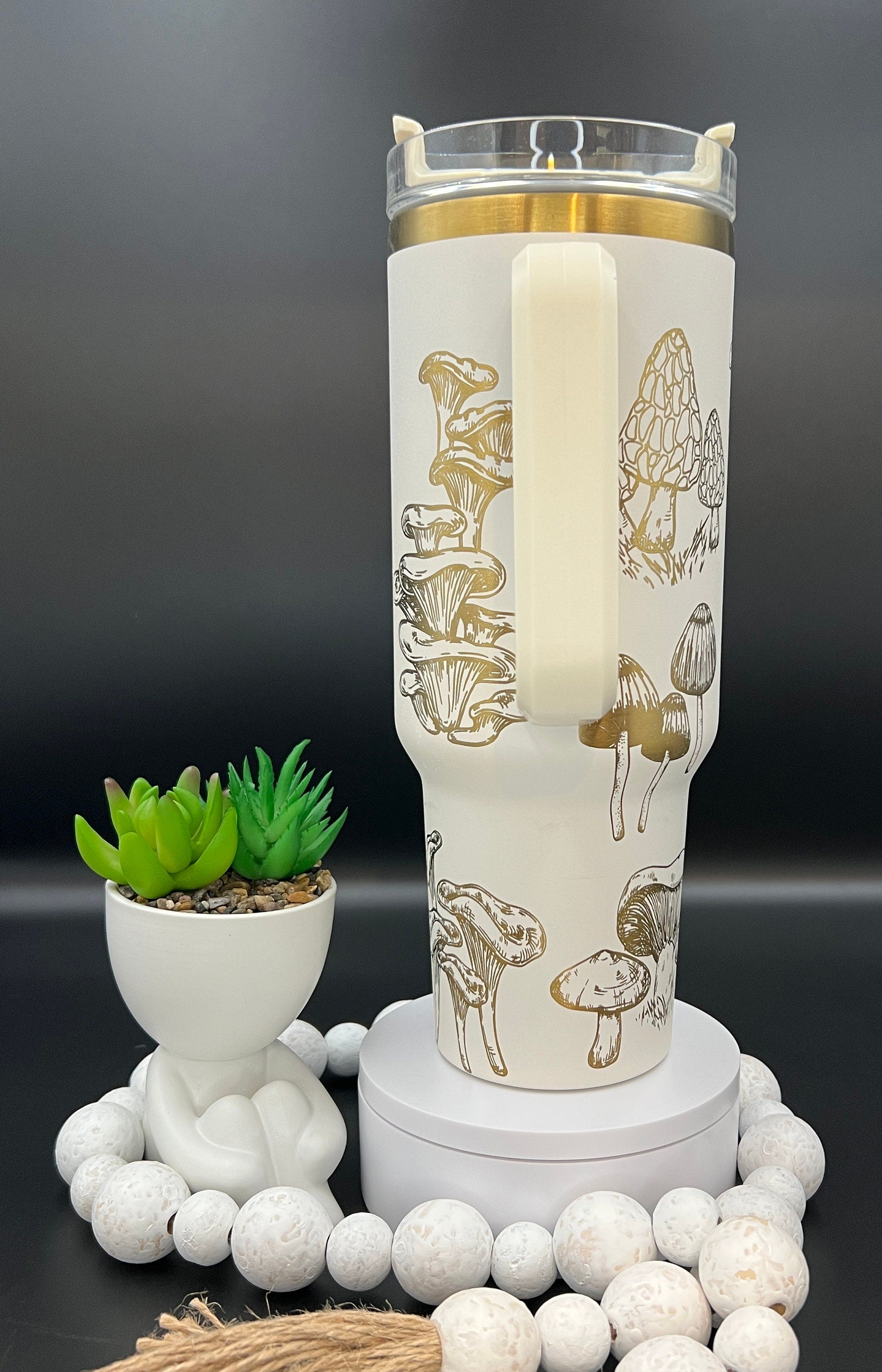 Mushroom Garden Tumbler Wrap SVG | 40oz Laser Engraving File | Rotary Ready Digital Design | Foodie SVG