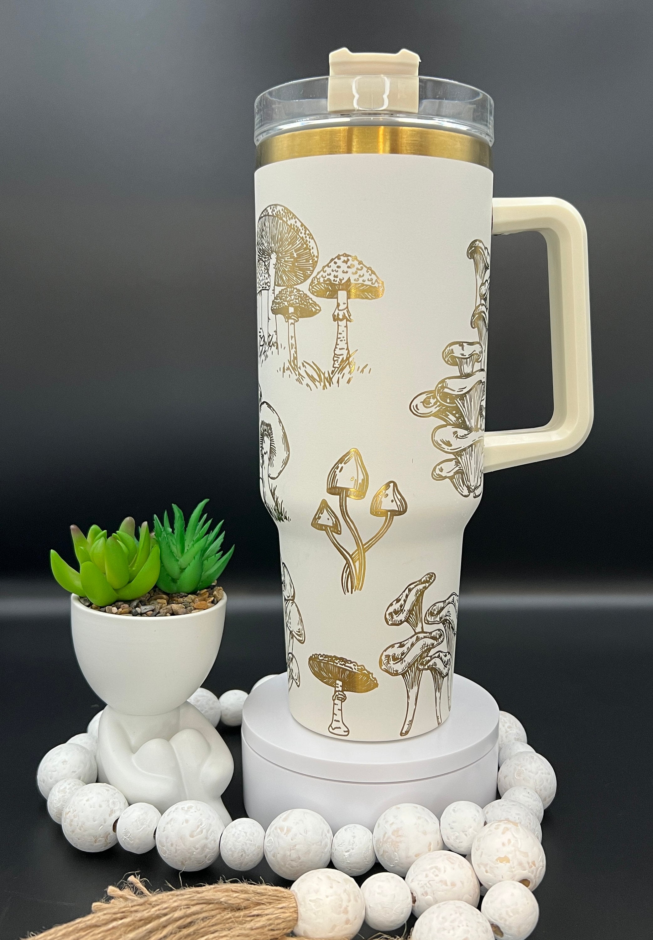 Mushroom Garden Tumbler Wrap SVG | 40oz Laser Engraving File | Rotary Ready Digital Design | Foodie SVG