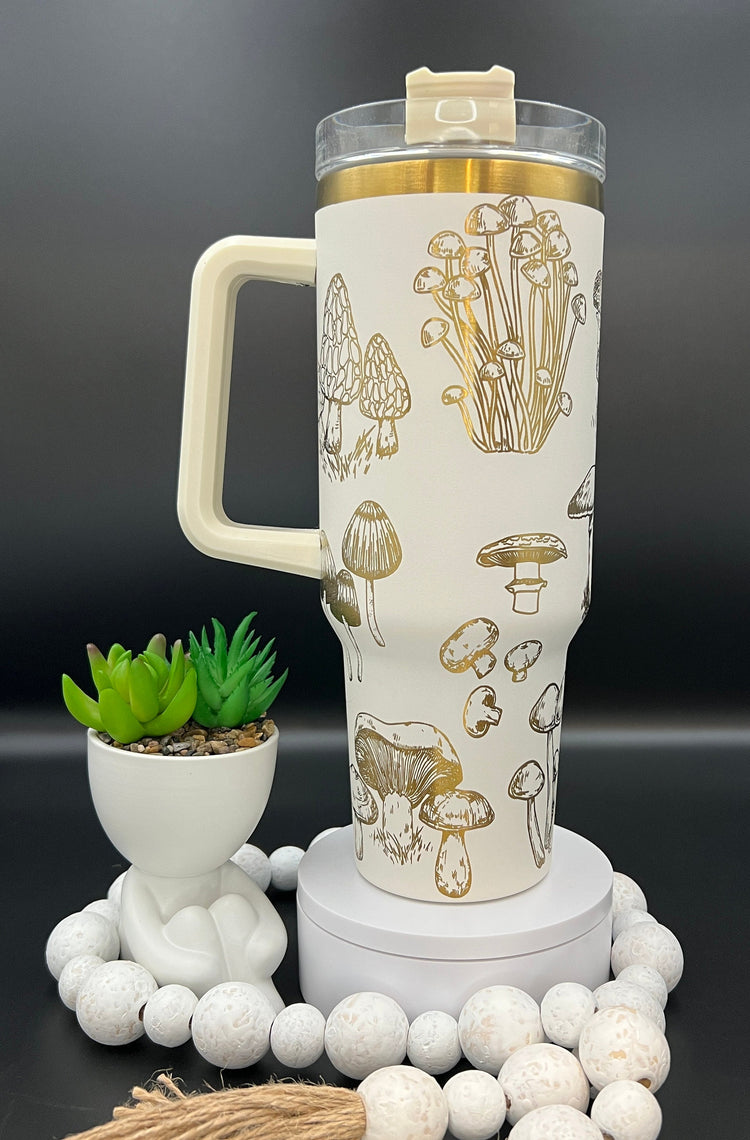 Mushroom Garden Tumbler Wrap SVG | 40oz Laser Engraving File | Rotary Ready Digital Design | Foodie SVG