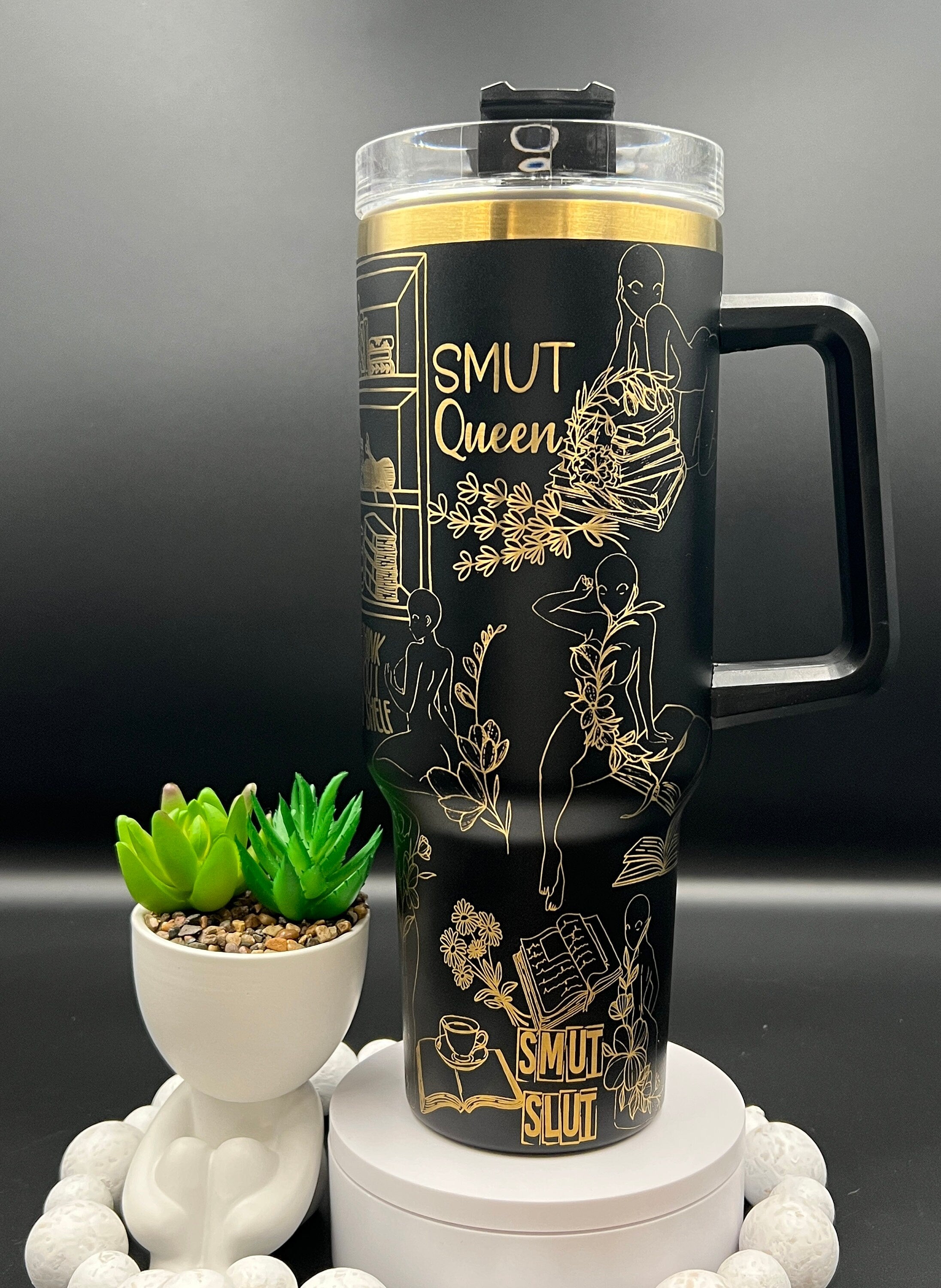 Smut Slut Book Lover Reading Tumbler Wrap SVG | 40oz Laser Engraving File | Rotary Ready Digital Design | Hobby Travel SVG
