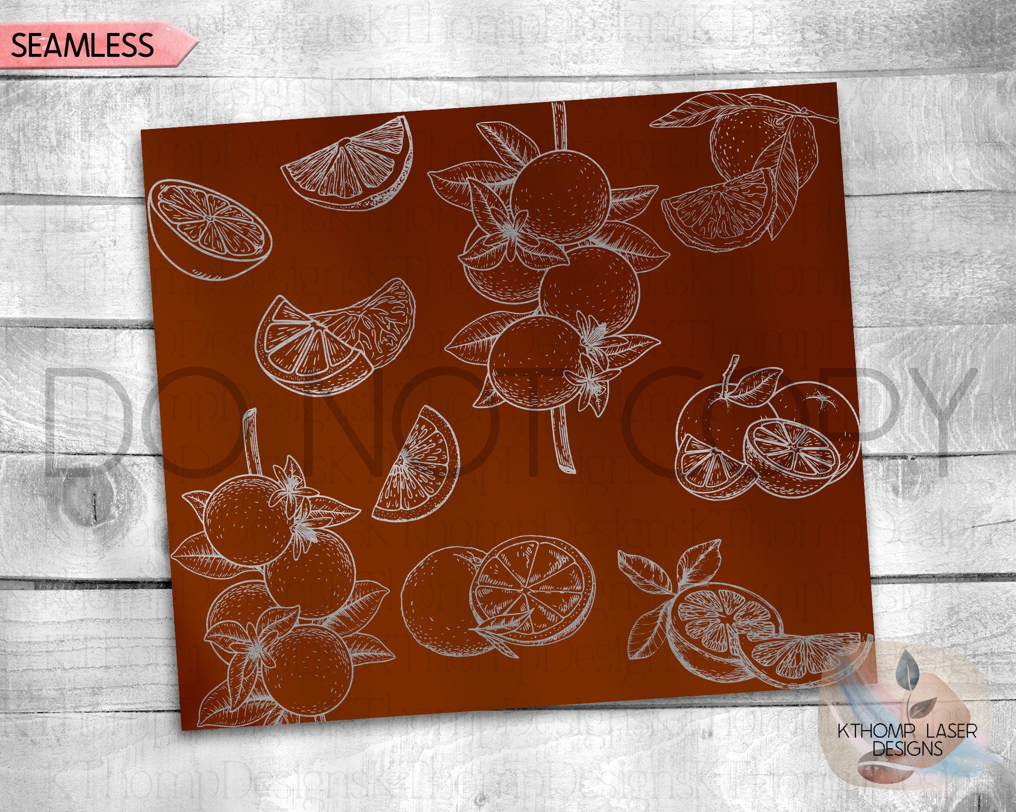 Oranges Tumbler Wrap SVG | 20oz Skinny Laser Engraving File | Rotary Ready Digital Design | Foodie SVG