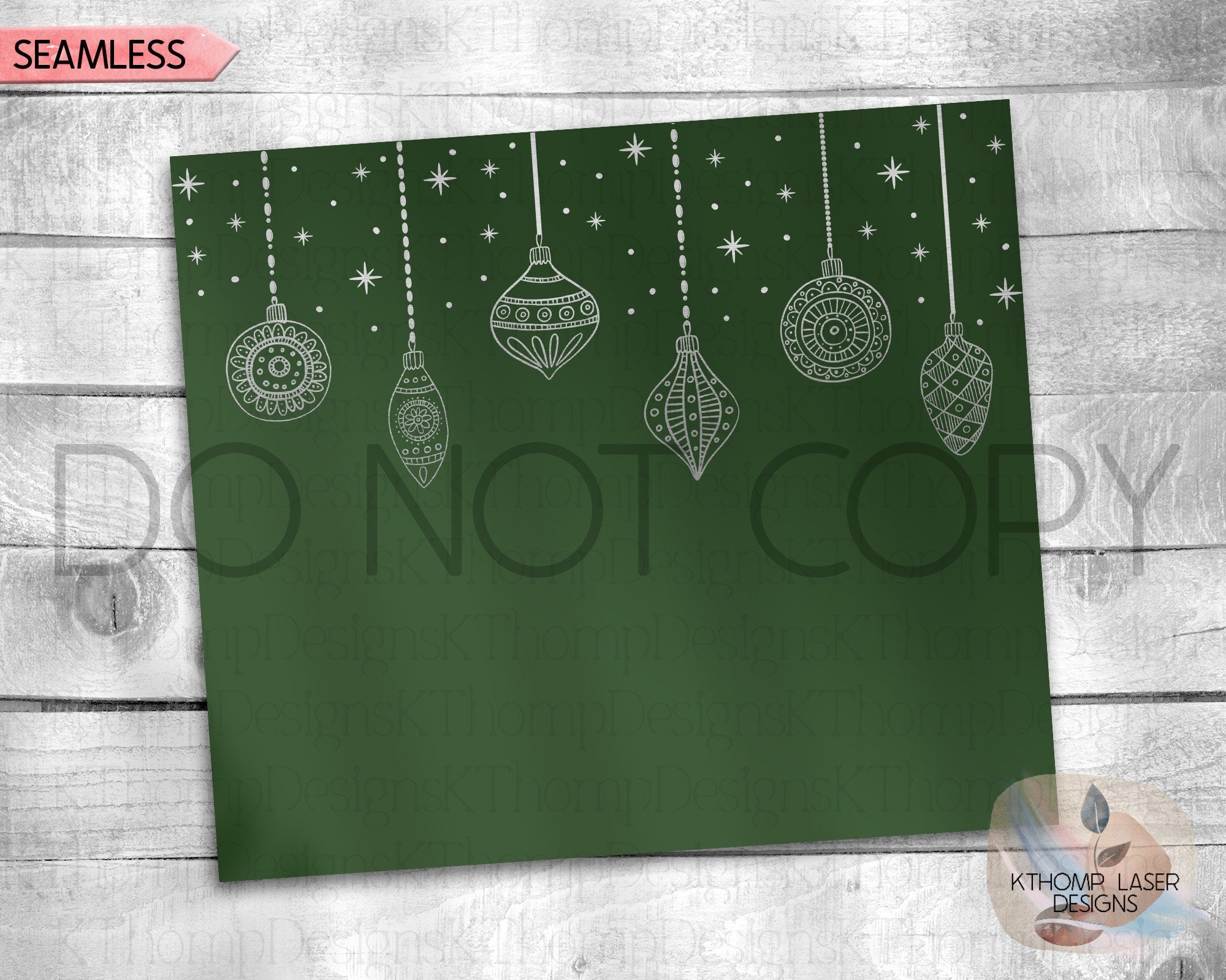Christmas Ornaments Holiday Tumbler Wrap SVG | 20oz Skinny Laser Engraving File | Rotary Ready Digital Design | Seasonal SVG