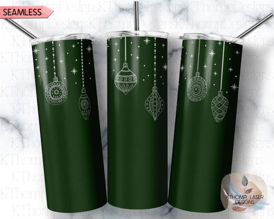 Christmas Ornaments Holiday Tumbler Wrap SVG | 20oz Skinny Laser Engraving File | Rotary Ready Digital Design | Seasonal SVG