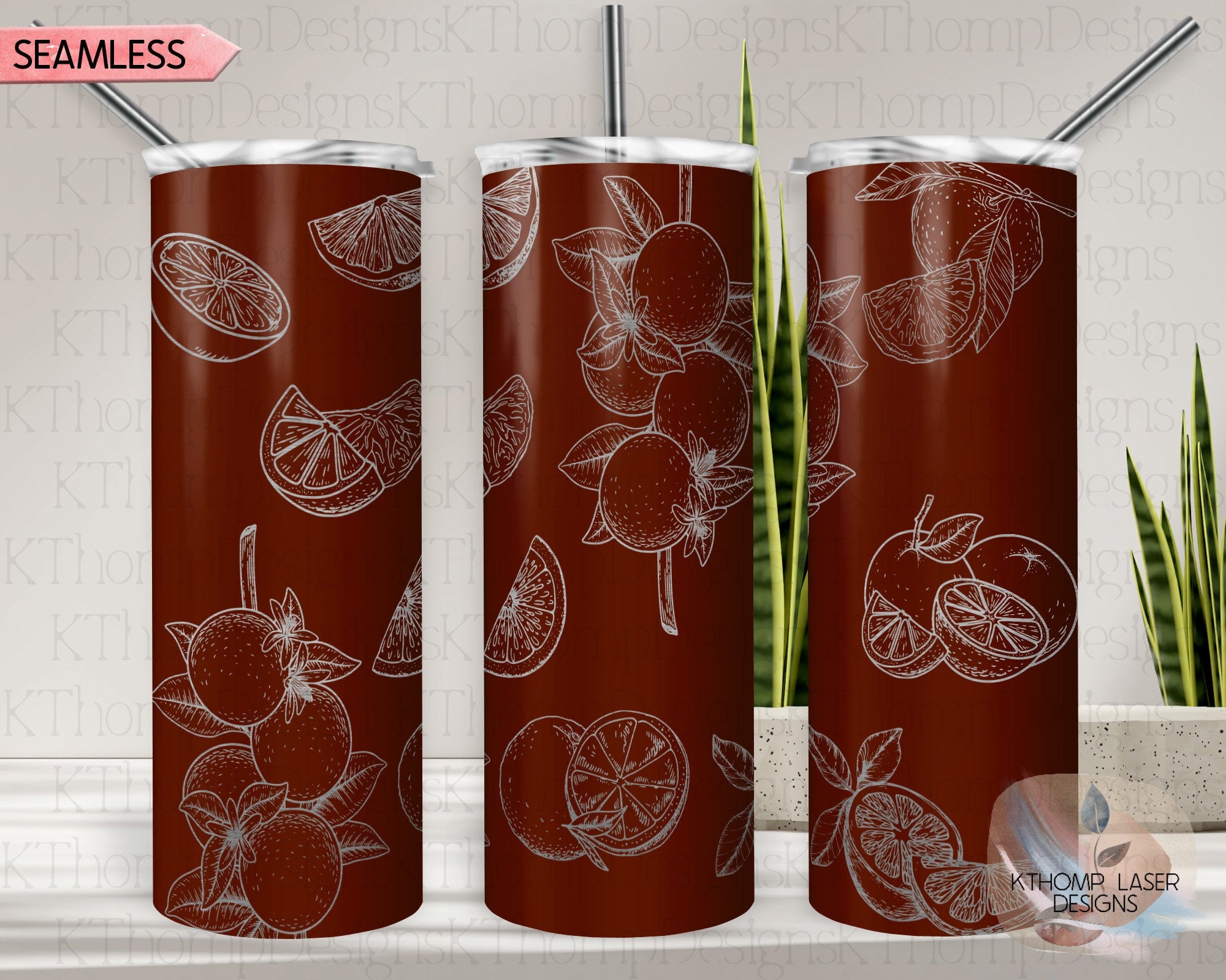 Oranges Tumbler Wrap SVG | 20oz Skinny Laser Engraving File | Rotary Ready Digital Design | Foodie SVG