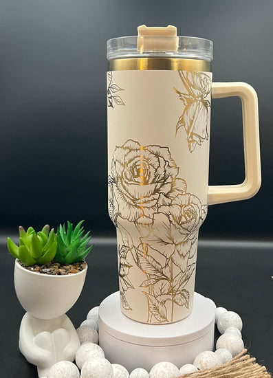 Roses 1 Tumbler Wrap SVG | 40oz Laser Engraving File | Rotary Engrave Digital Design | Floral SVG Design
